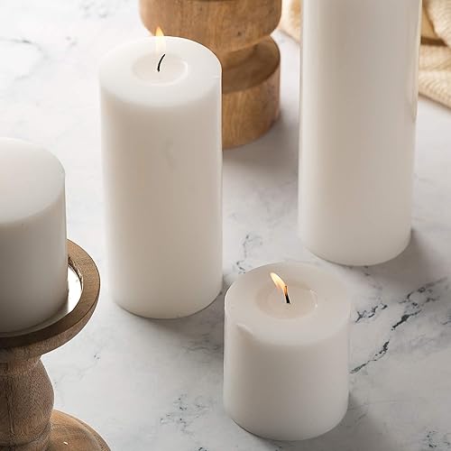 Vista 4 de Pillar Candles - 2.7x3 inch 30 Hours Burning, 6 Count - White Unscented Smokeless European Pillar Candles - Perfect for Wedding, Parties, Spas