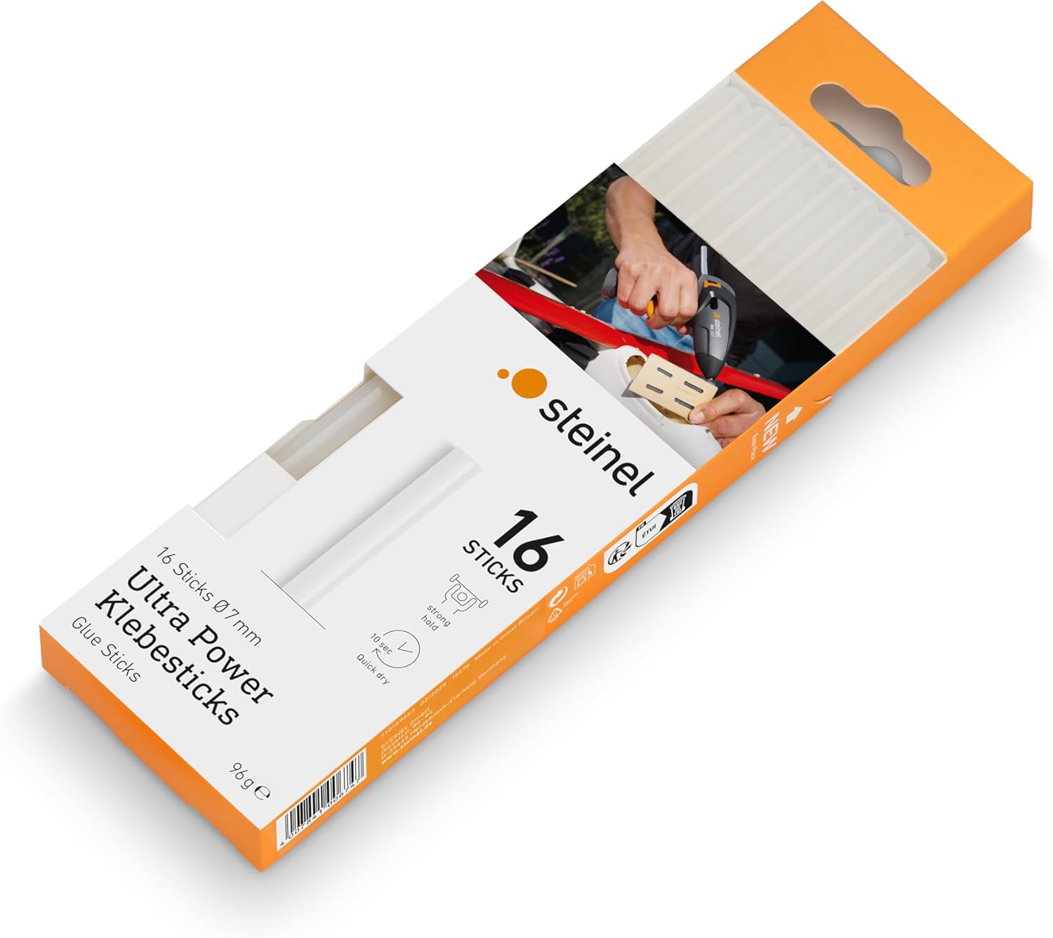 Steinel Cristal Glue Sticks 11 mm, 20 Sticks, 500g, Transparent hot-melt Adhesive for Barely Visible Glue Joints