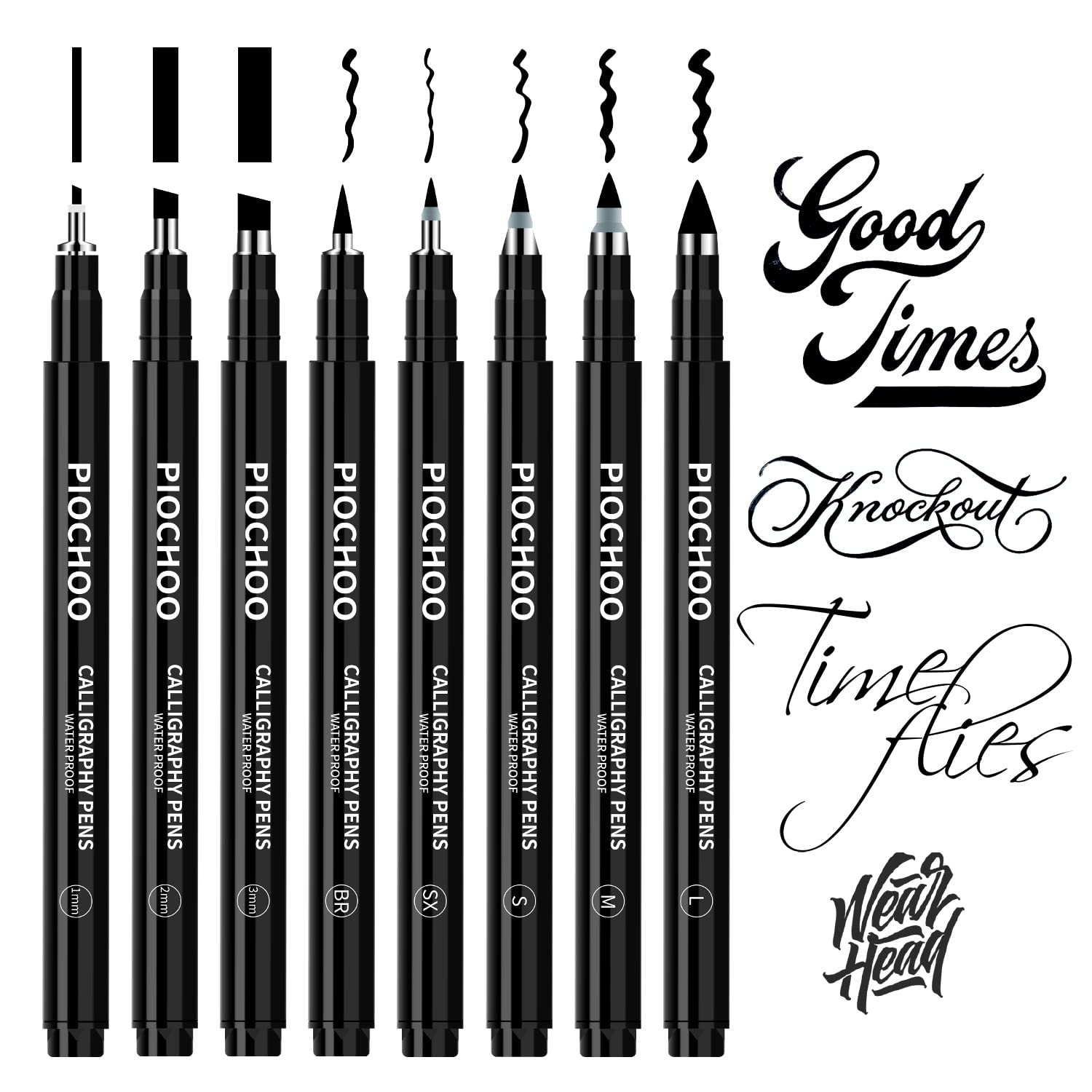 Calligraphy Pens,Hand Lettering Pens,8 Size Calligraphy Brush Pen Set