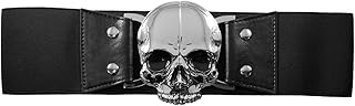 Chrome Skull Black Elastic Waist Belt Kreepsville Gothic Horror Fashion