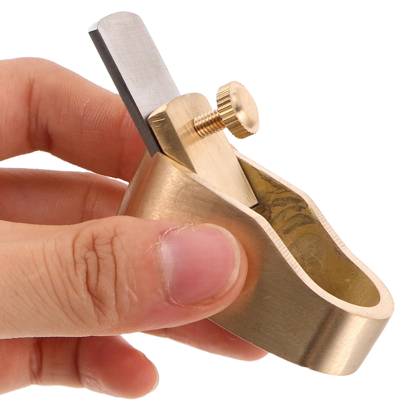 HOMSFOU Mini Pialla Manuale in Ottone Fondo Piatto, Lama 18mm, Utensile Preciso per Lavorazione e Levigatura Parti in Legno di Strumenti Musicali