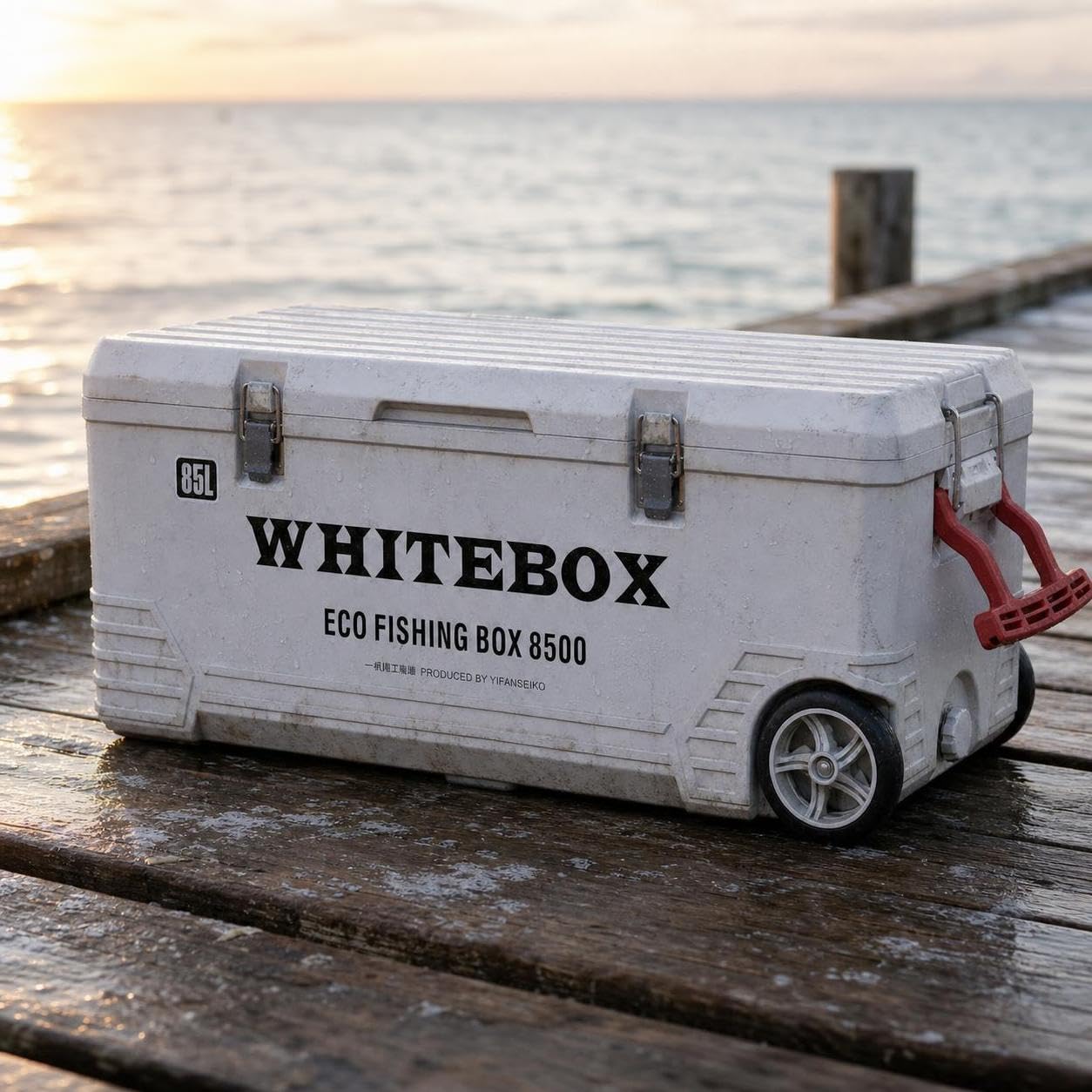 Box Pesca Rigido con Ruote Ghiacciaia, Contenitore Termico per Pescatori Sportivi,