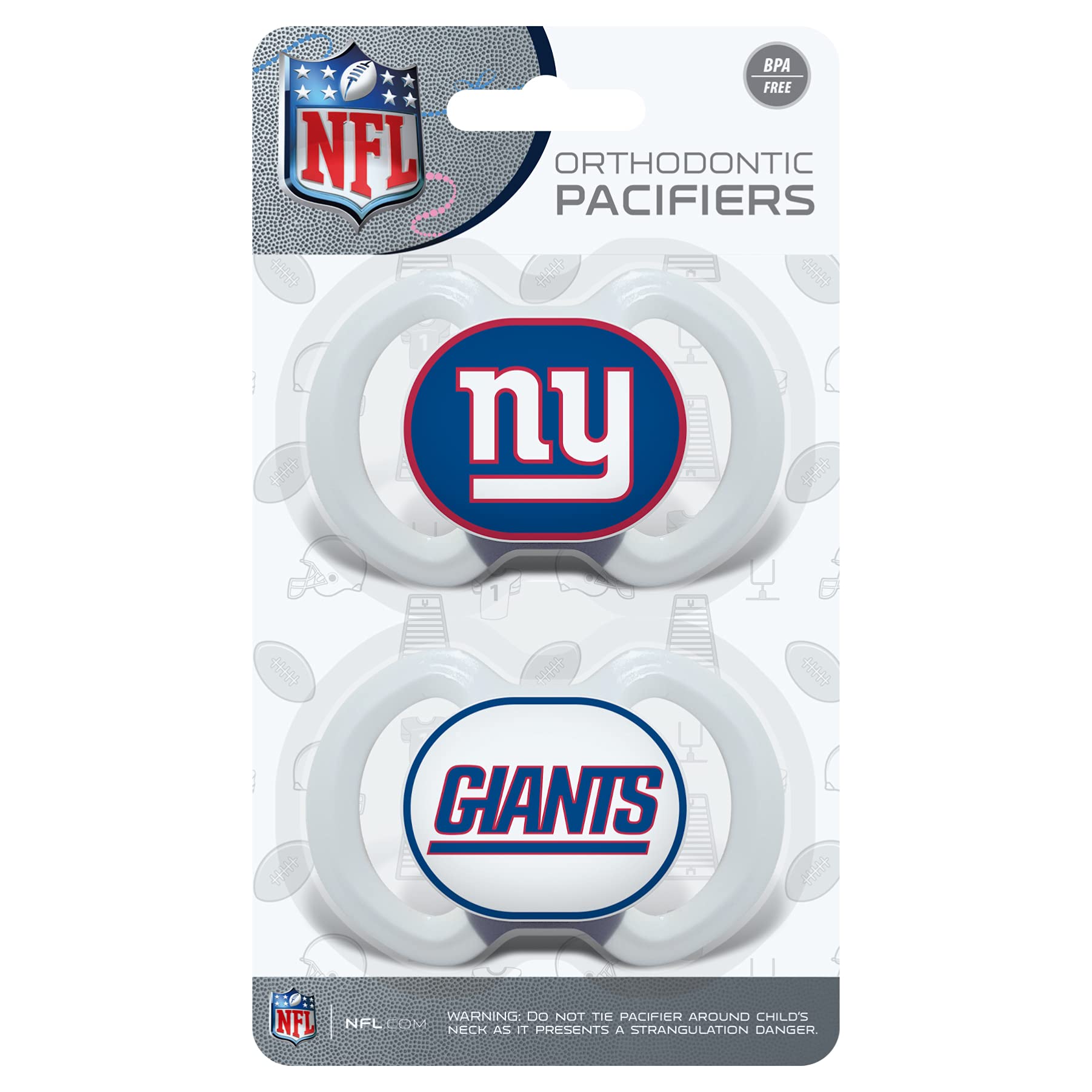 MasterPieces Baby Fanatic Pacifier 2-Pack - NFL New York Giants - Officially Licensed League Gear