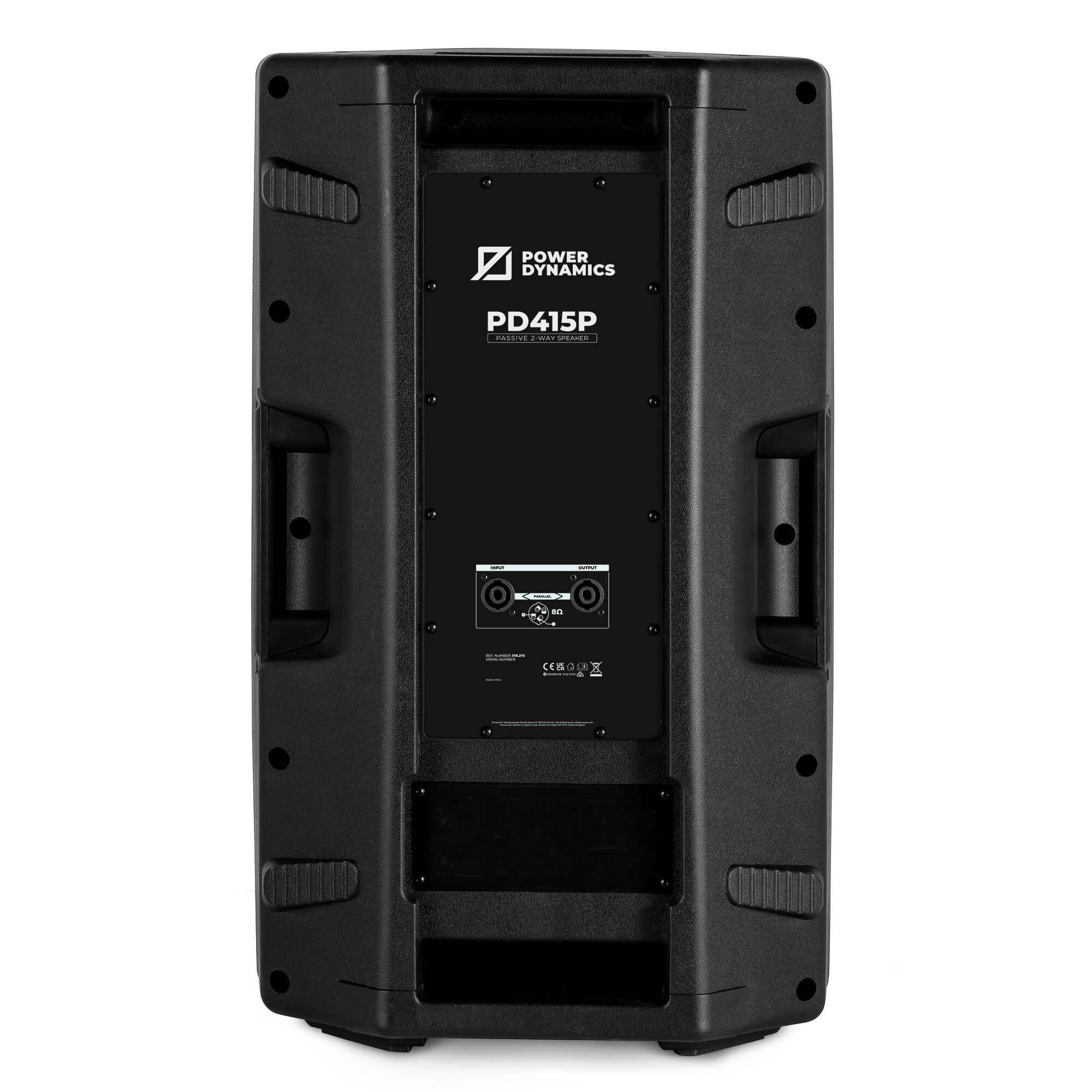 Power Dynamics PD415P - Enceinte Passive, Puissance de 1400 Watts, 2 Voies, 15 Pouces, Tophat, Idéal pour Les DJ Mobiles