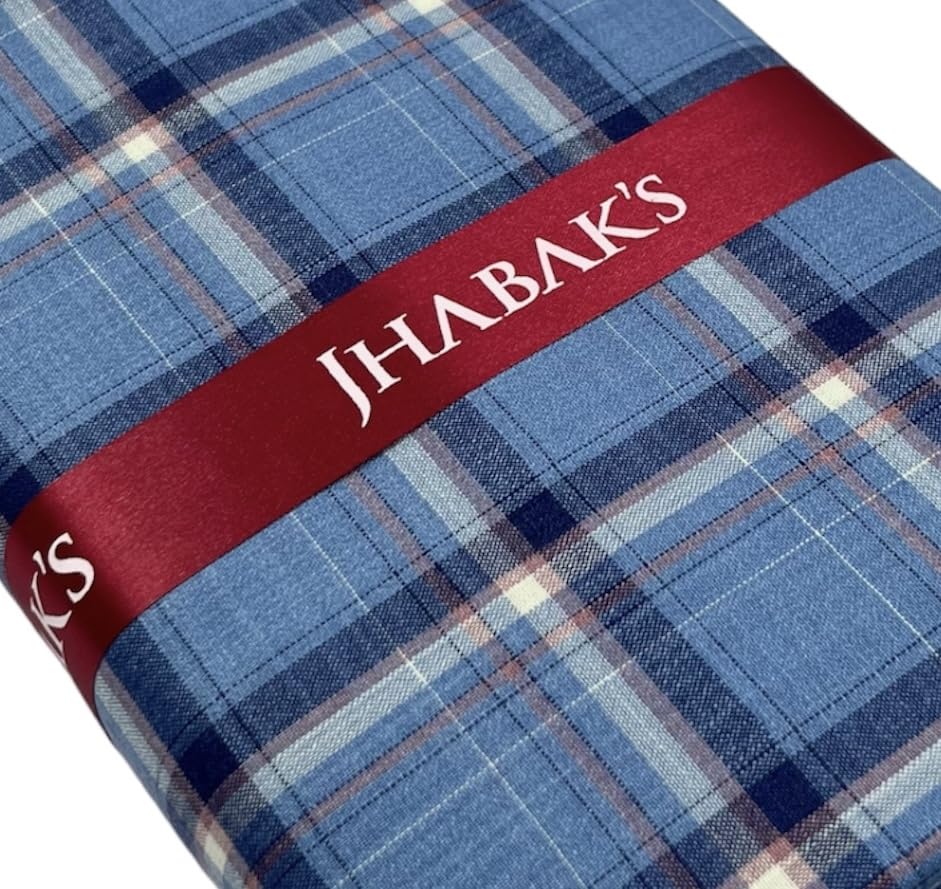 Image of JHABAK'S Cotton Blend Unstitched Checkered Fabric for Men - 2.35m Shirt Piece / 3m Kurta Piece - Width 36 Inches