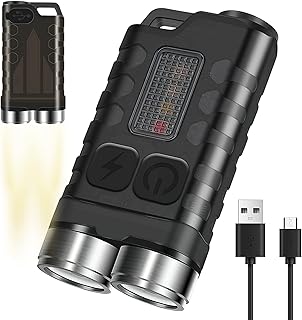 Coikes LED Keychain Flashlight Rechargeable Pocket Flashlight 10 Light Modes 900 High Lumens IP65 Portable EDC Flashlight with UV Side Light&Magnetic Tail Base for Camping Hiking Emergency (Black)
