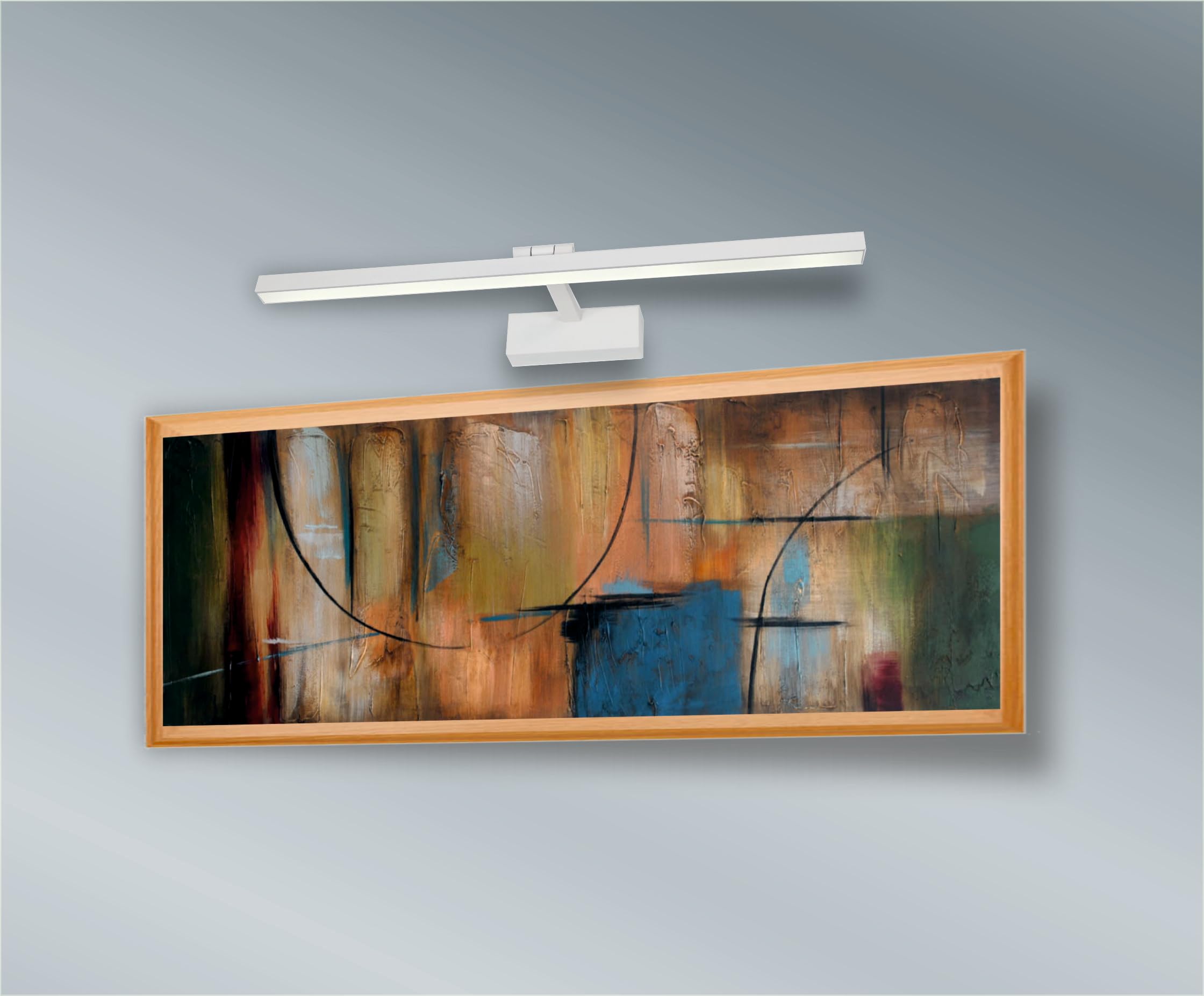 Applique murale LED pour illuminer les tableaux, miroirs, peintures murales, 14 W style traditionnel et élégant, ton de lumière chaude 3000 K, finition blanche satinée, articulée. 60 cm