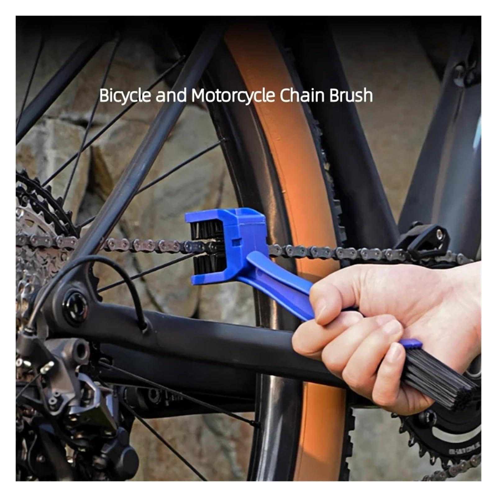3-stronny zestaw szczotek do czyszczenia łańcucha rowerowego do motocykla i roweru, wytrzymałe narzędzie do czyszczenia łańcucha MTB, rower szosowy (BLK BLU RED, 3 szt.)