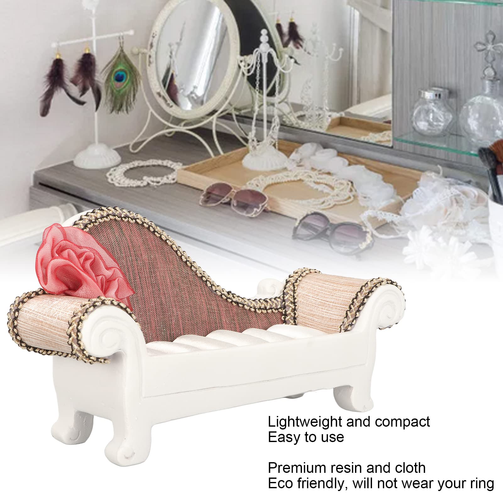 Estante para joyas, soporte para anillos de moda, estante para anillos con forma de sofá, organizador de aretes, estante para almacenamiento de joyas, estuche para anillos, soporte de exhibición