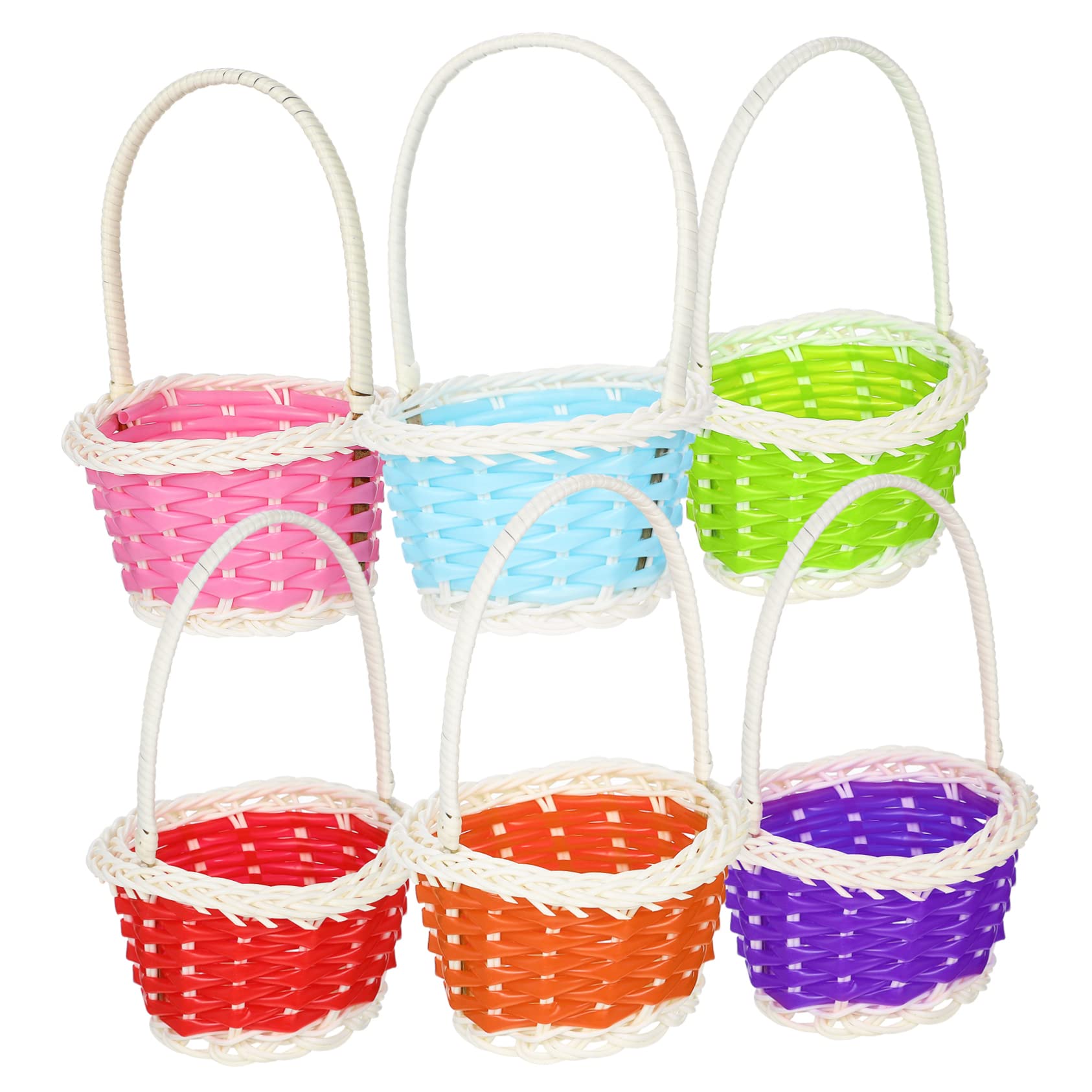 MUCKLILY 6Pcs Storage Baskets Small Woven Handles for Easter Party Treats Flower Display Lightweight Versatile Safe Material present Baskets
