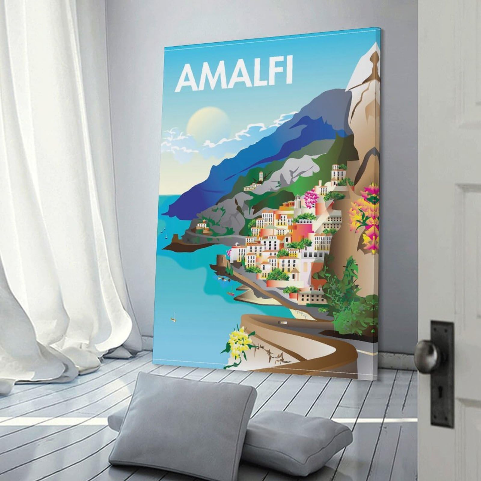 Junmoney Amalfi Coast Travel (2) Wall Picture Print 24x36inch(60x90cm), for Picture Wall Styling in Lounge Or Bedroom, Ideal for Building A Coordinated Art Wall