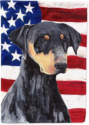 Miniatura 105 de Caroline's Treasures SS4017GF Bandera de Estados Unidos con Bulldog Inglés para jardín, bandera decorativa para patio exterior, patio, parterres,