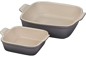 le Creuset Oyster Stoneware Heritage Set of 2 Square Dishes