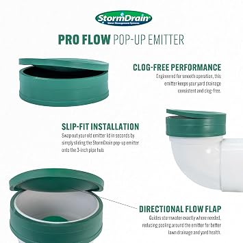 Pro Flow Clog-Free 4-in. Replacement Pop-Up Emitter Lid Top Stormwater Drain Fitting in Green (Pack of 4)