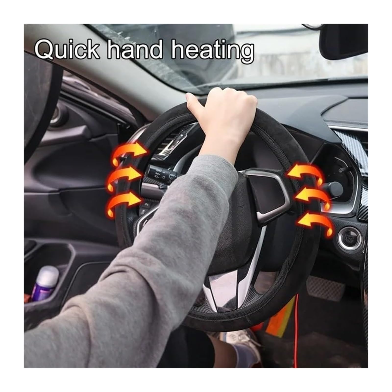 Funda Protectora para Volante Calefactable Coche 38 Cm/15 Pulgadas Accesorios Interiores Cubiertas Volante