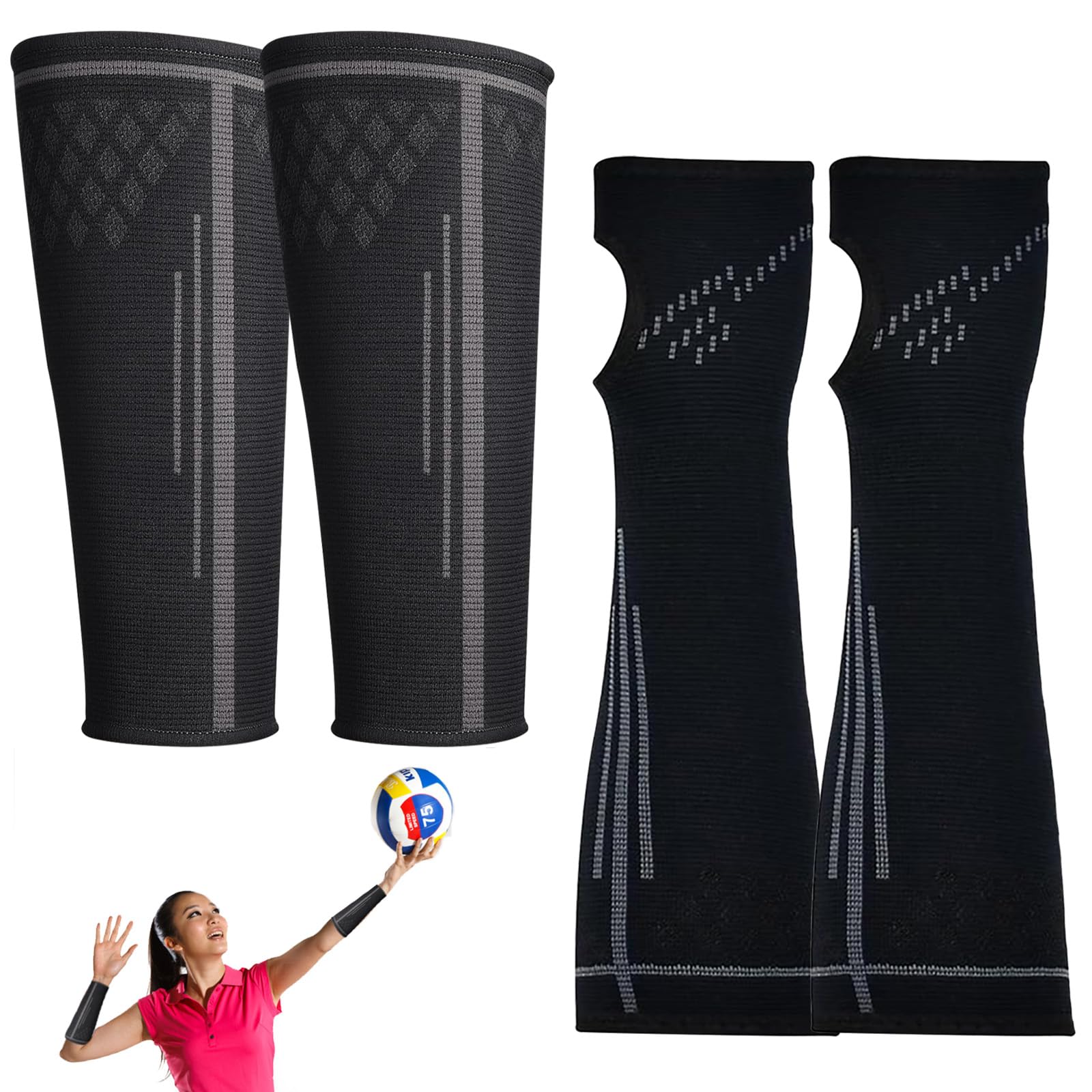 2 Paar Volleyball Arm Sleeves Sport Unterarm Ärmel Volleyball Armschoner Top-Volleyball-Armstulpen – Bequeme Und Atmungsaktive Armschutzausrüstung 2 Stile(Größe S)