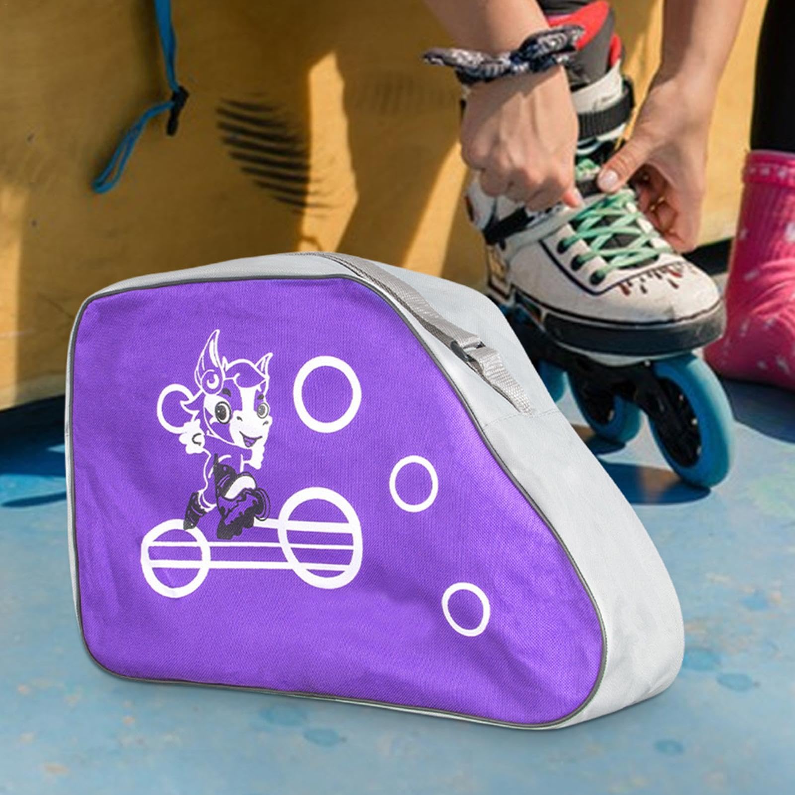 Generico Borsa per pattinaggio su ghiaccio, Borsa per pattini a rotelle,Borsa per pattinaggio artistico traspirante per pattini a rotelle | Borsa per pattini a rotelle, regolabili per patti