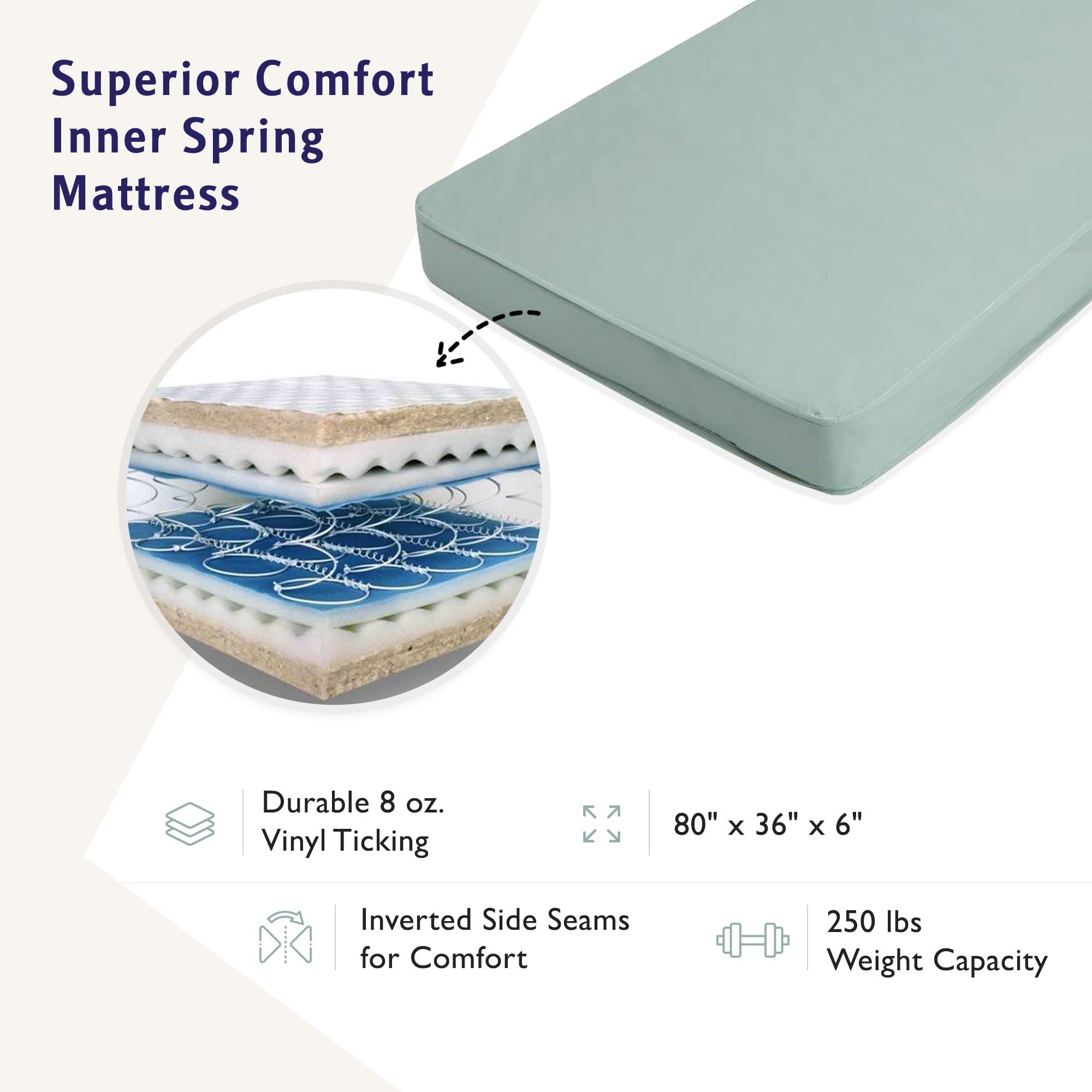 Semi Electric Hospital Bed with innerspring Mattress and Half Rails