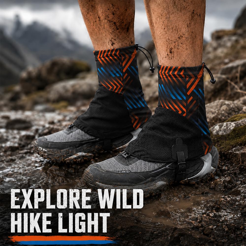 Legginsy uniseks, Trail Low Gaiters, oddychające getry na buty do biegania w terenie, do wędrówek, wędrówek, wędrówek, wędrówek, wspinaczki, 2 kolory, losowa wysyłka