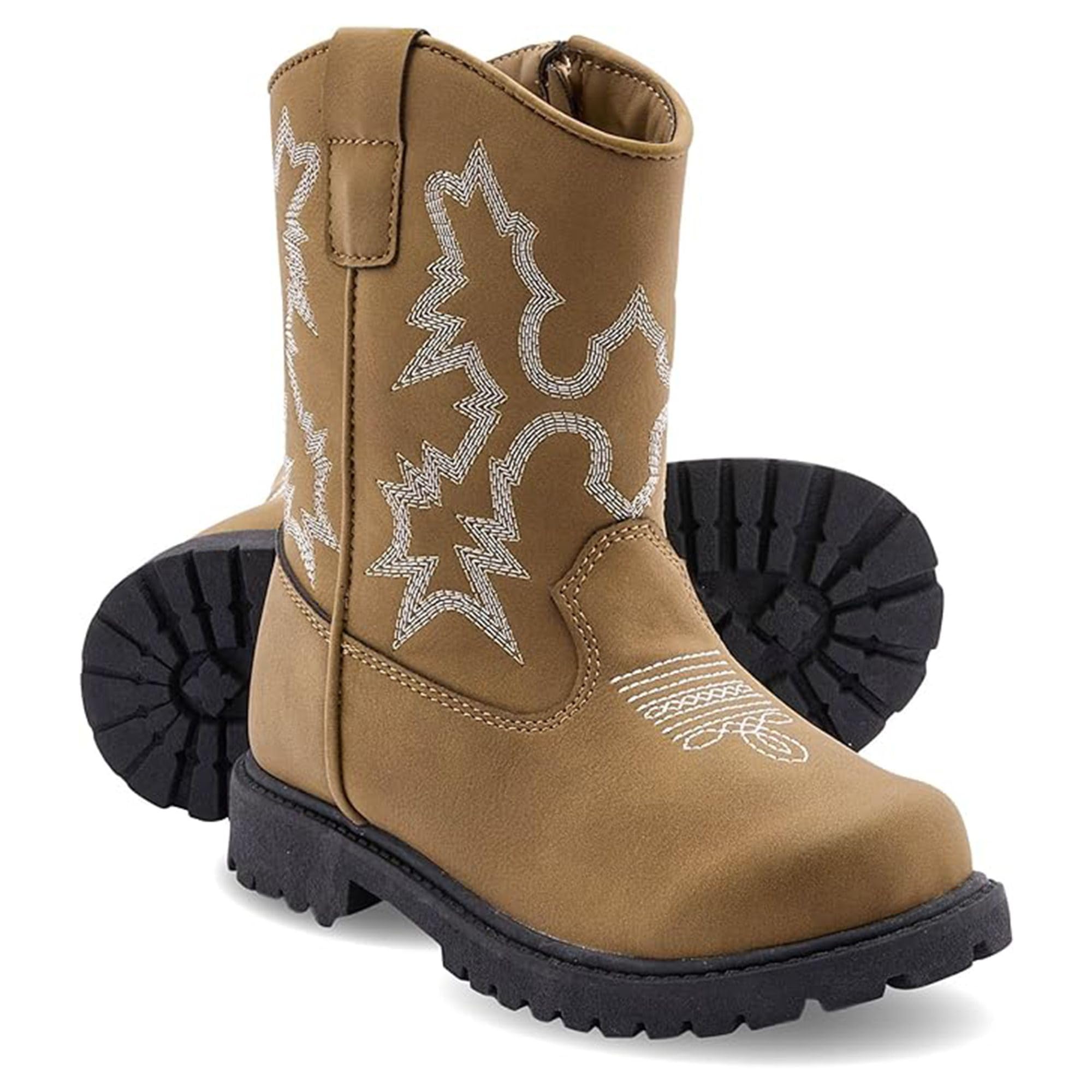 Premium Kids Cowboy Boots - Comfort Fit, Breathable Cowboy Boots Rounded Toe Style - Durable & Stylish Western Wear,Faux Leather Cowboy Boots for Kids