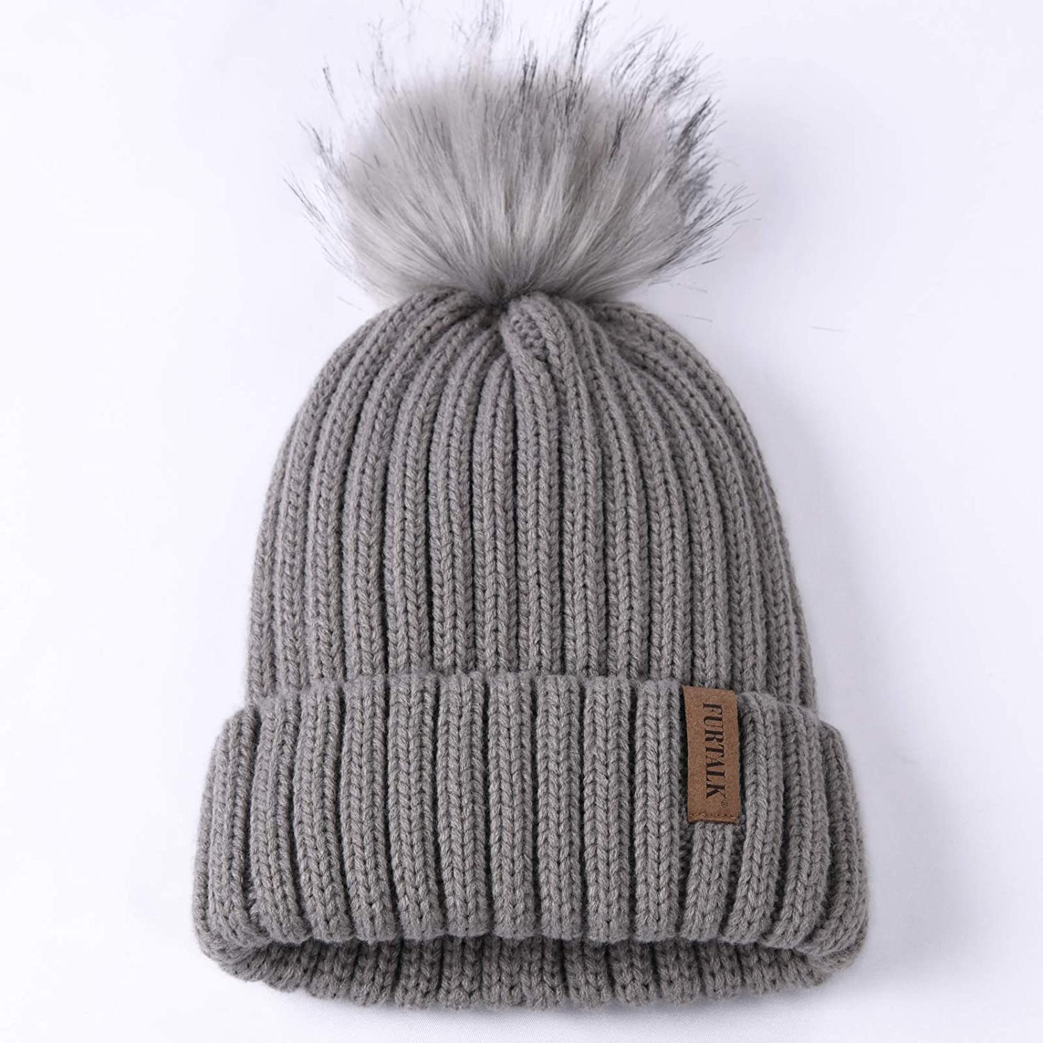 RR DESIGN Fashion Women Winter Soft Warm Snow Proof Pom Cap for Women Running Headwear (Grey) 4