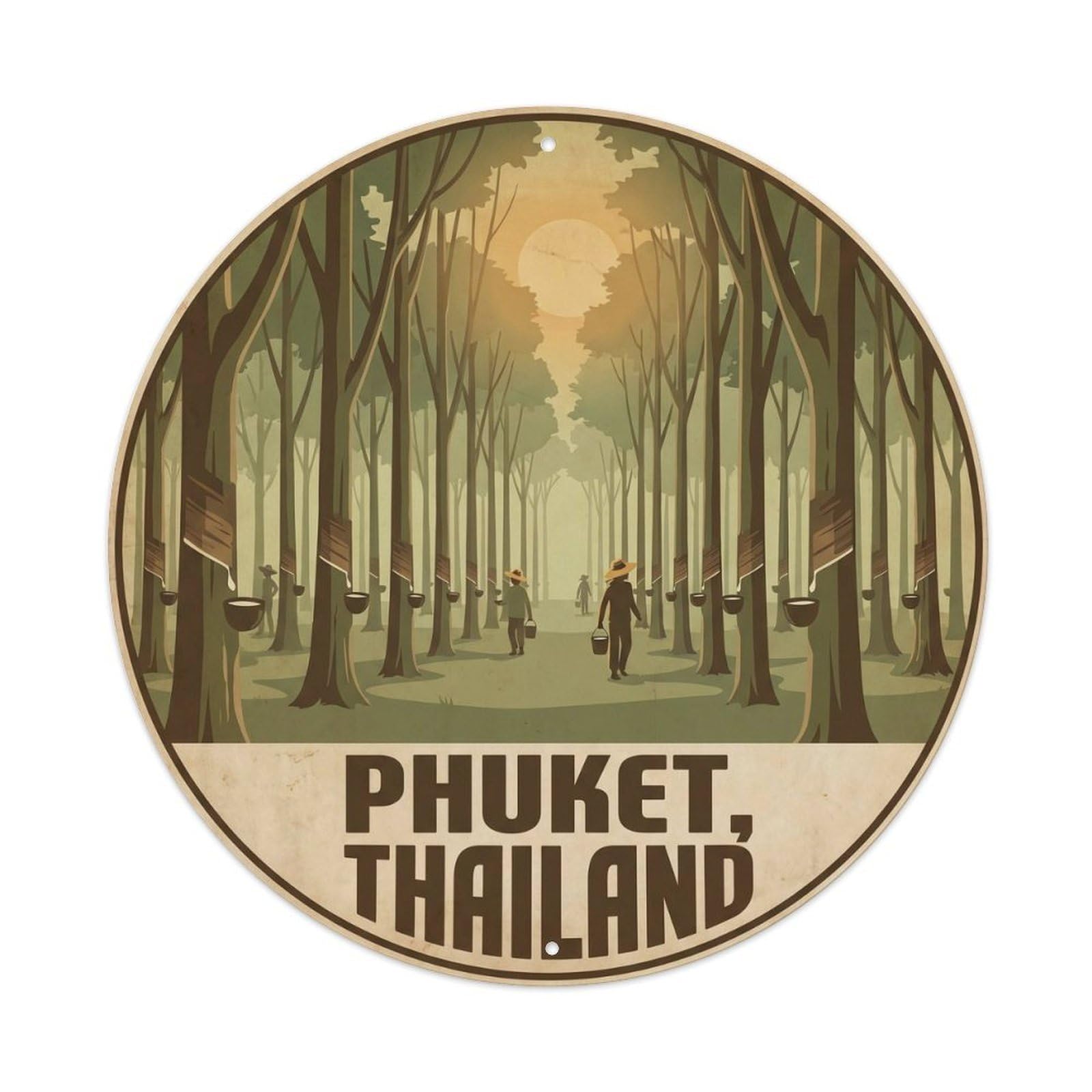 Phuket Rubber Plantation Island Nature Botanical Travel Vintage Metal Tin Sign Plaque Wall Decor for Cafe, Club Bar, Office, Garden Metal Poster 8x8Inch