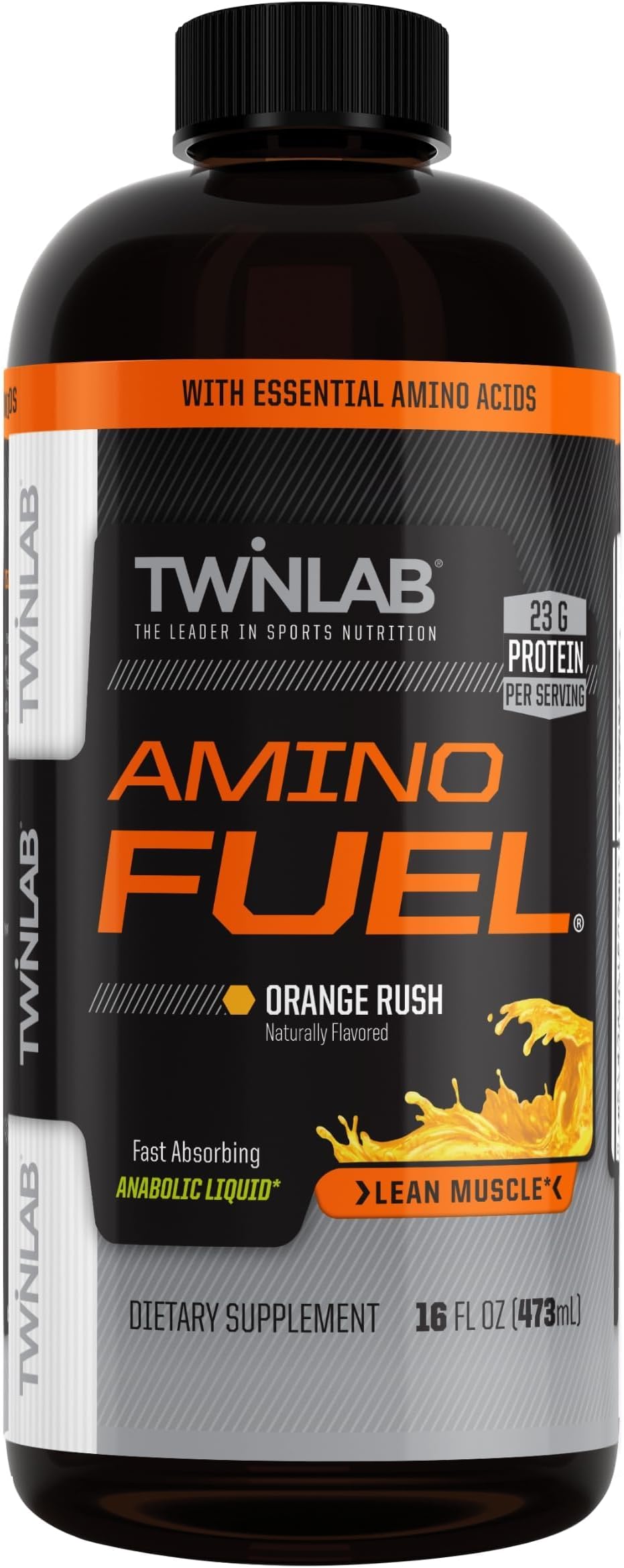 Twinlab Amino Fuel - Pre-Workout and Post-Workout Energy Drink & Supplement -16 fl oz, Orange Rush