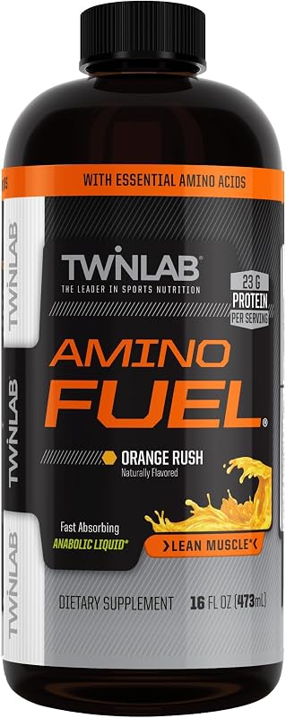 Amino Fuel, bebida energética y suplemento, 16 onzas líquidas, Orange Rush | Suplemento de aminoácidos, apoya la recuperación, la resistencia y el rendimiento muscular antes y después del entrenamiento