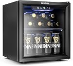 EUHOMY 12 Bouteille 48 Peut Mini Refroidisseur de réfrigérateur, 1.3 Cu.Ft Boissons Réfrigérateur Porte en verre pour vins de soda de bière,Petit réfrigérateur avec étagères réglables et LED Lumière pour bureau, maison, dortoir, bar