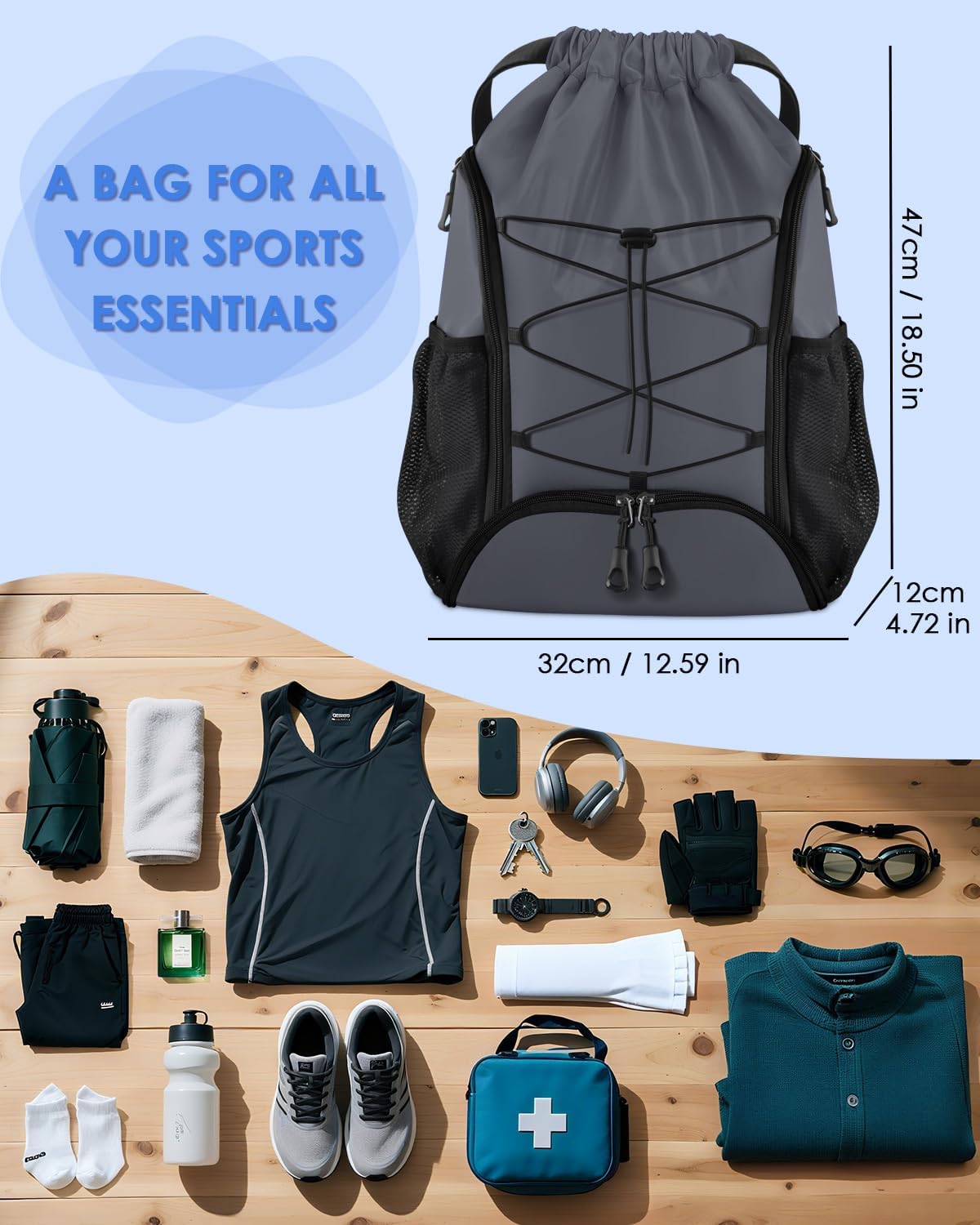 BROTOU Soccer Bags, Football Backpack, Volleyball Bag, Drawstring Soccer Backpack with Ball and Shoe Compartment - Image 2