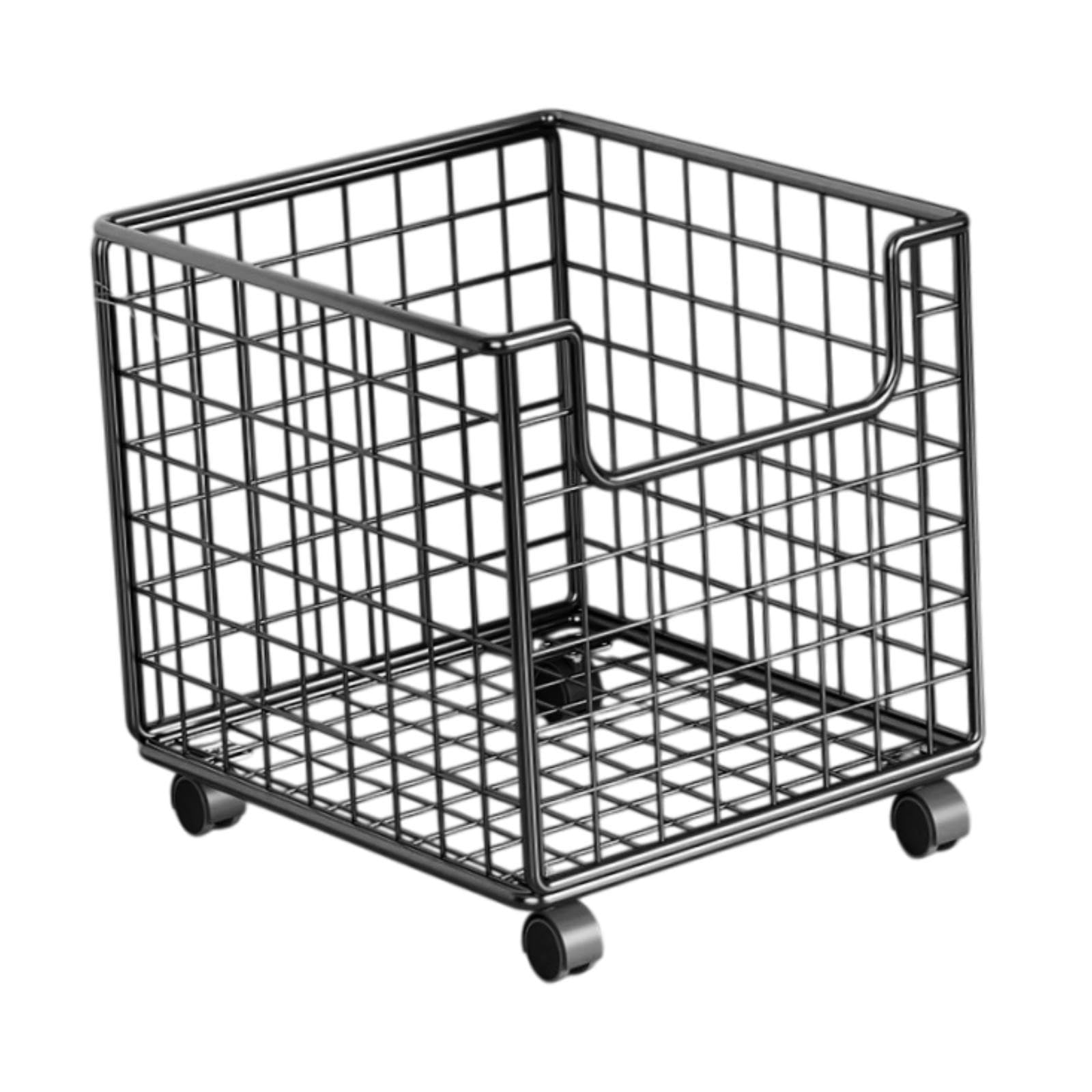 Carrito De Almacenamiento De Cocina De 2 Niveles, Cesta De Alambre Metálico Negra con Ruedas, Ahorra Espacio, Tamaño 40x44x28cm, Adaptable para Cocina, Dormitorio, Baño