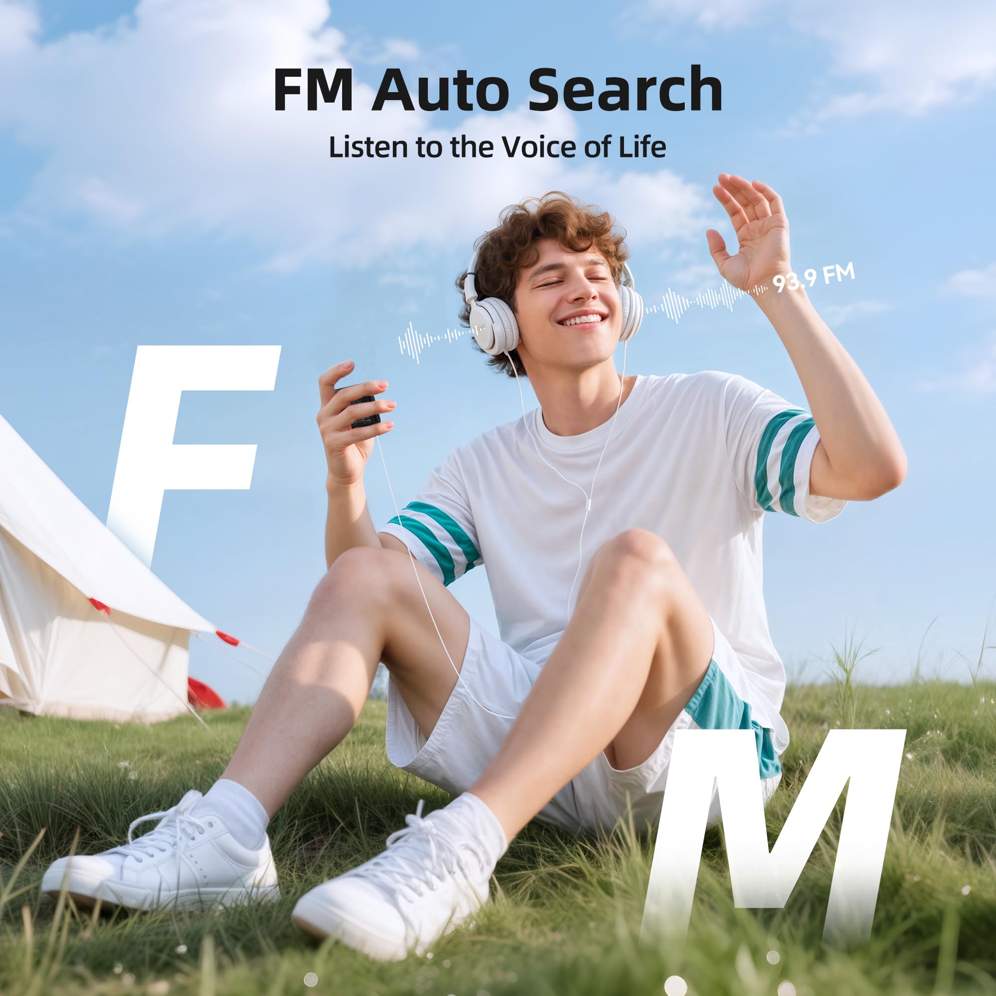 AGPTEK A53PL Lecteur MP3 à clip 64 Go avec Bluetooth, lecteur de musique portable avec radio FM, Shuffle, pas besoin de téléphone, pour le sport (noir)
