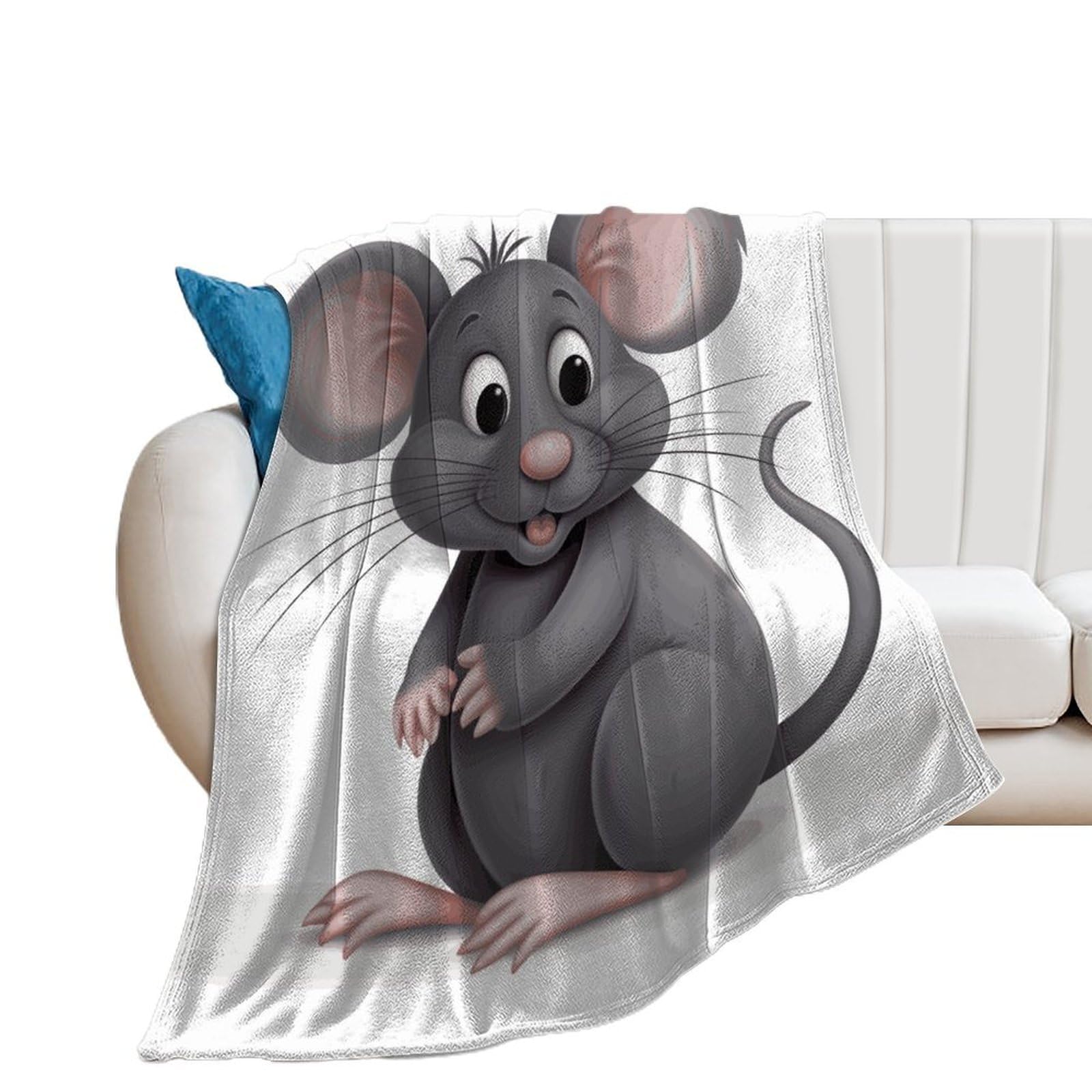 Couverture flanelle anti-froid rat gris pour canapé et lit