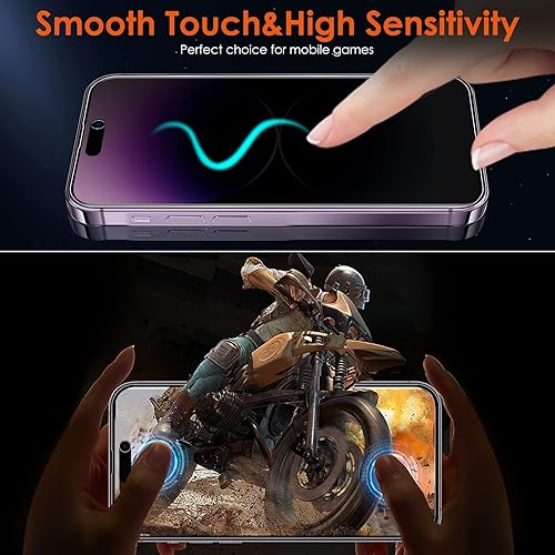 Miniatura 6 de Paquete de 2 protectores de pantalla de privacidad para iPhone 14 Pro (no de vidrio), antiespías, antiarañazos, irrompible, flexible, suave,