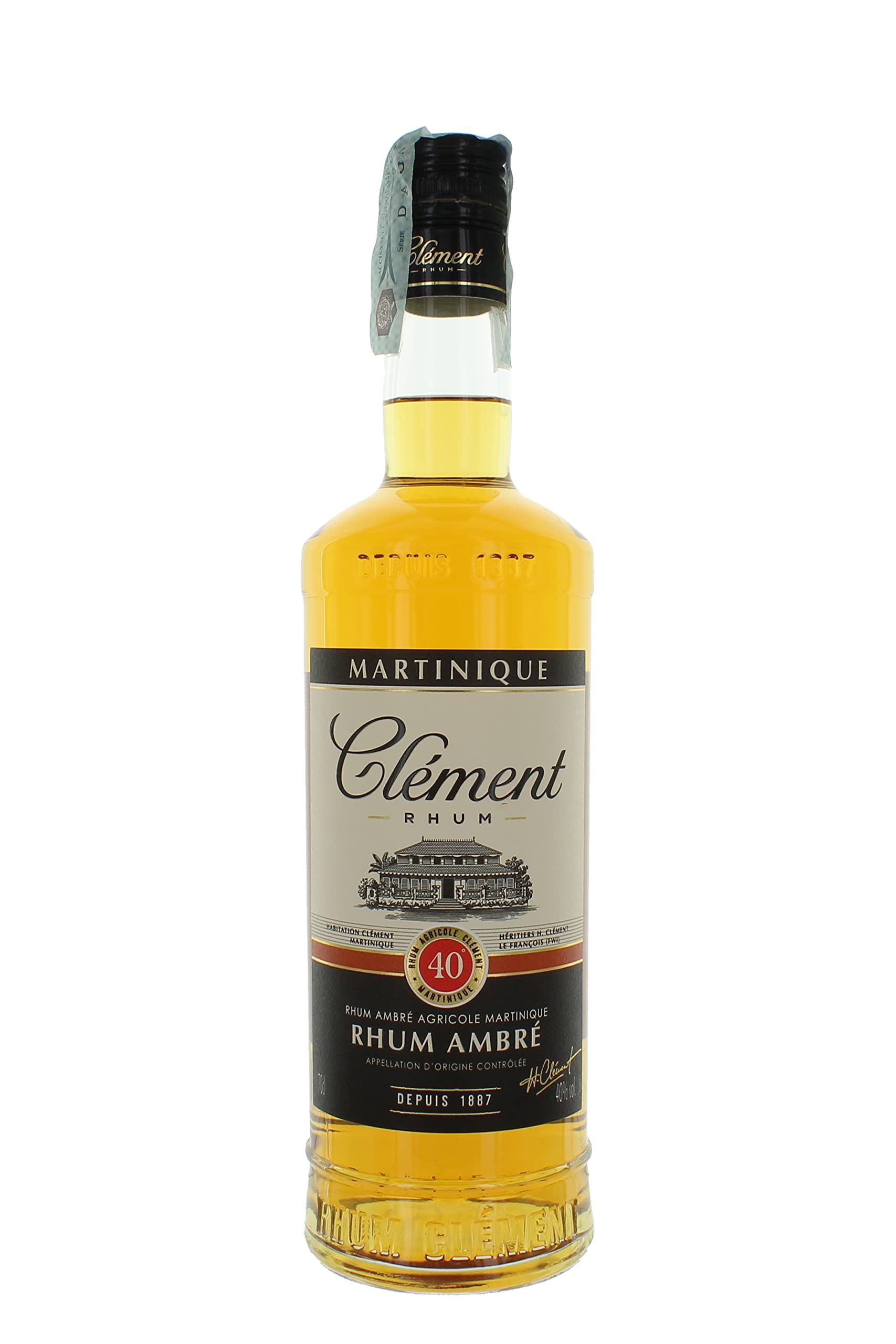 Clément Rhum Clement Ambre: Rhum Agricole with natural flavours | Distilled, matured and bottled in Martinique | 40% Alcohol, 700ml | Perfect for short and long drinks