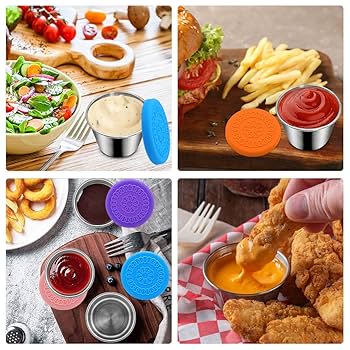 Hydream 5 Pièces Récipient Vinaigrette Avec Couvercles Silicone, 50ml Petit Récipient à Sauce En