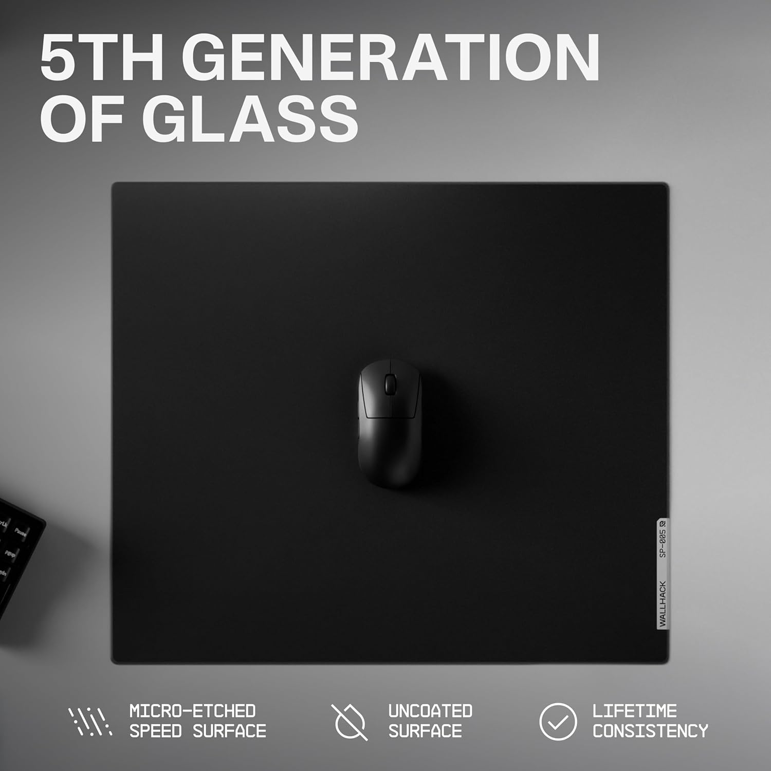 Wallhack SP-005 Glass Gaming Mouse Pad – Speed Surface, Large Mousepad for Esports, Smooth Low-Friction Glide, Tempered Glass, Ergonomic Low Profile, Durable & Portable with Carry Case | Skypad Black