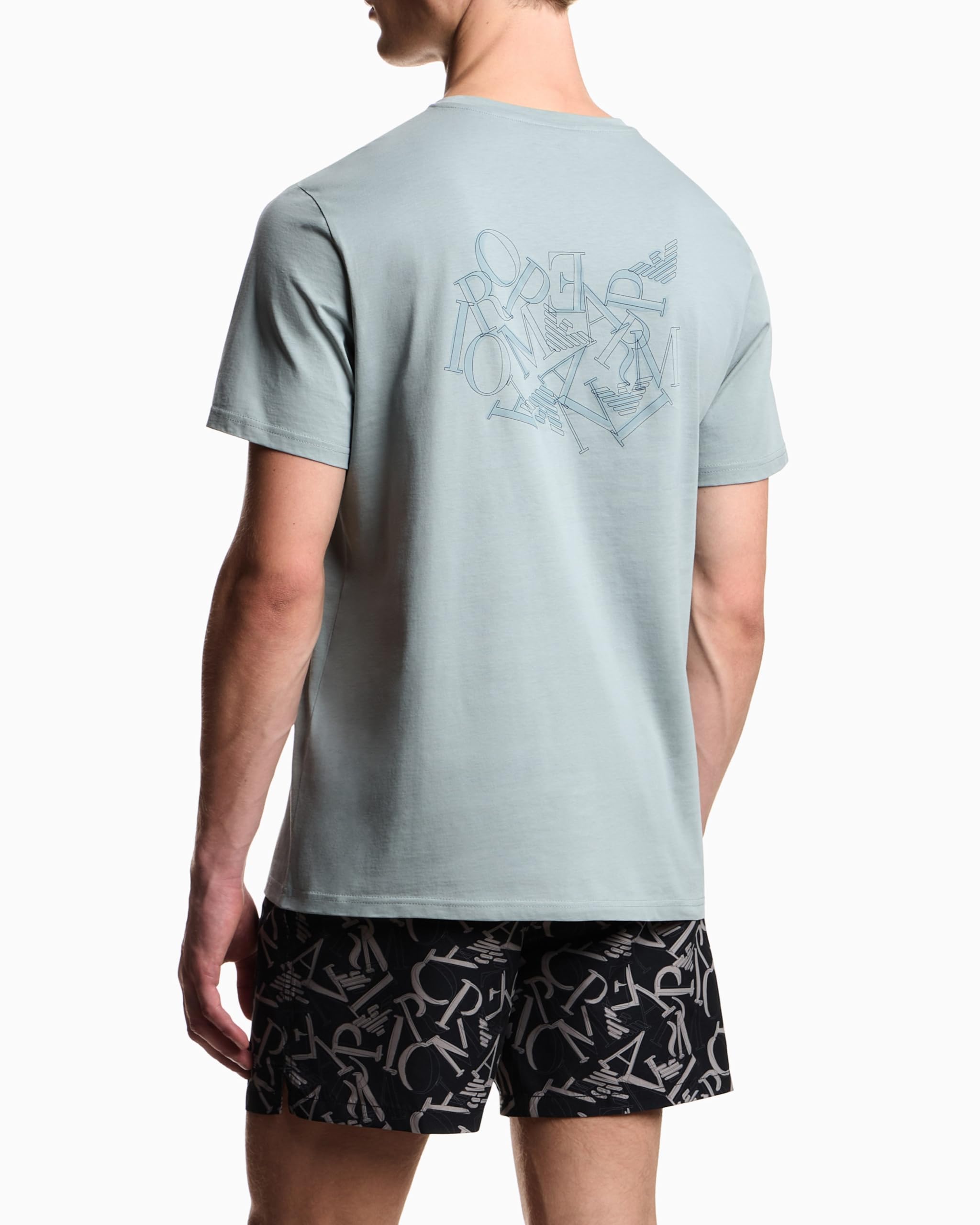 EMPORIO ARMANI T-Shirt Girocollo da Uomo con Stampa Blu L