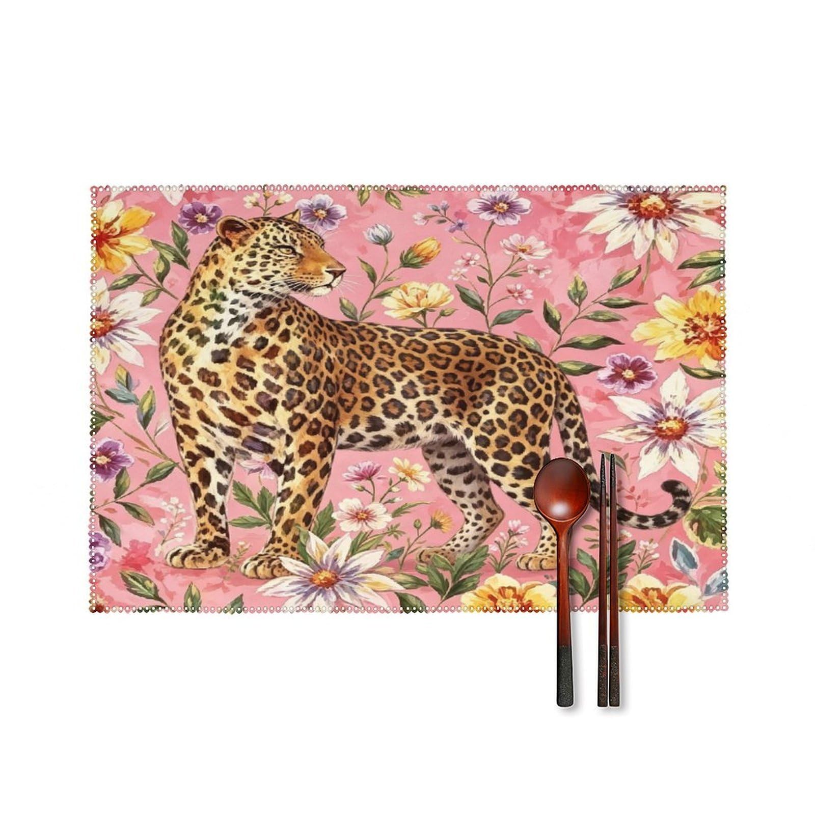 Fekiloot Style Tropical Cheetah Placemats Set Of 6,Table Mat
