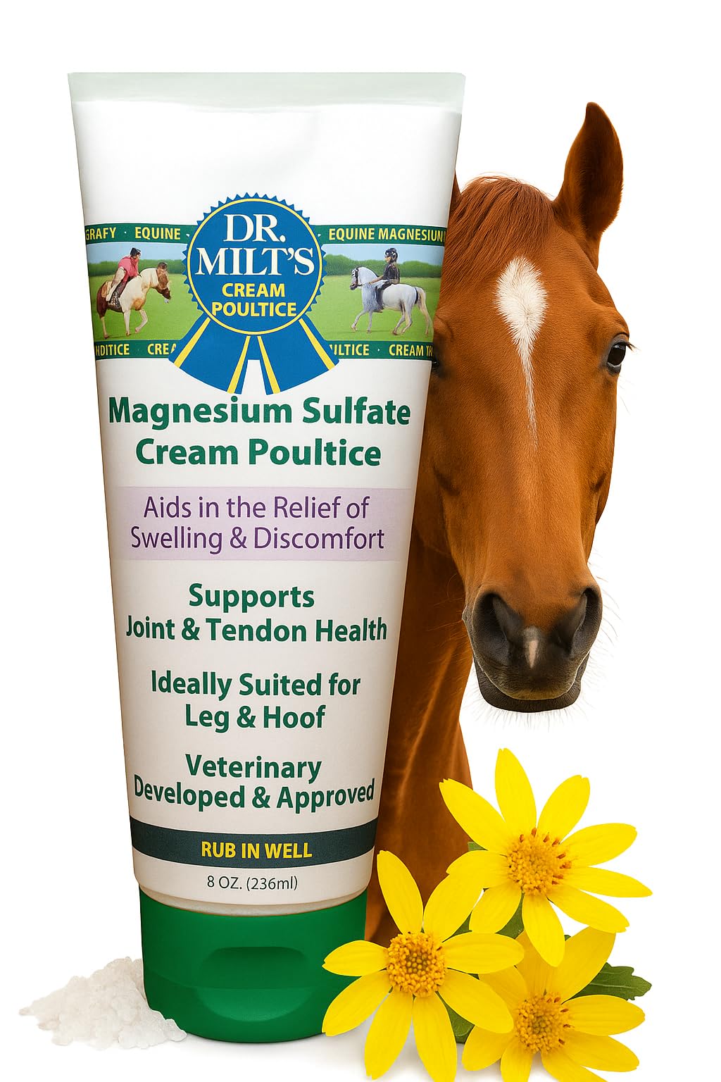 Dr. Milt's Horse Topical Epsom Salt Pain Relief Ointment Rub: Poultice and Liniment Cream. 1-8oz Cream