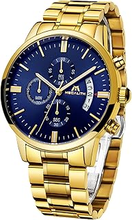MEGALITH Mens Watch Stainless Steel Chronograph Waterproof Analog Quartz Watches for Men Fashion Casual Auto Date Wrist Watch