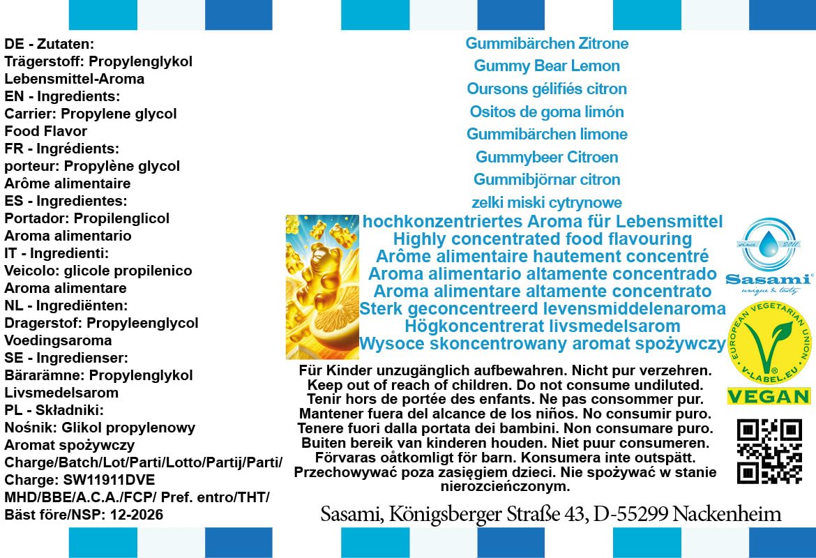 Gummibärchen Zitrone Aroma Konzentrat - Vegan - Sasami - 100ml