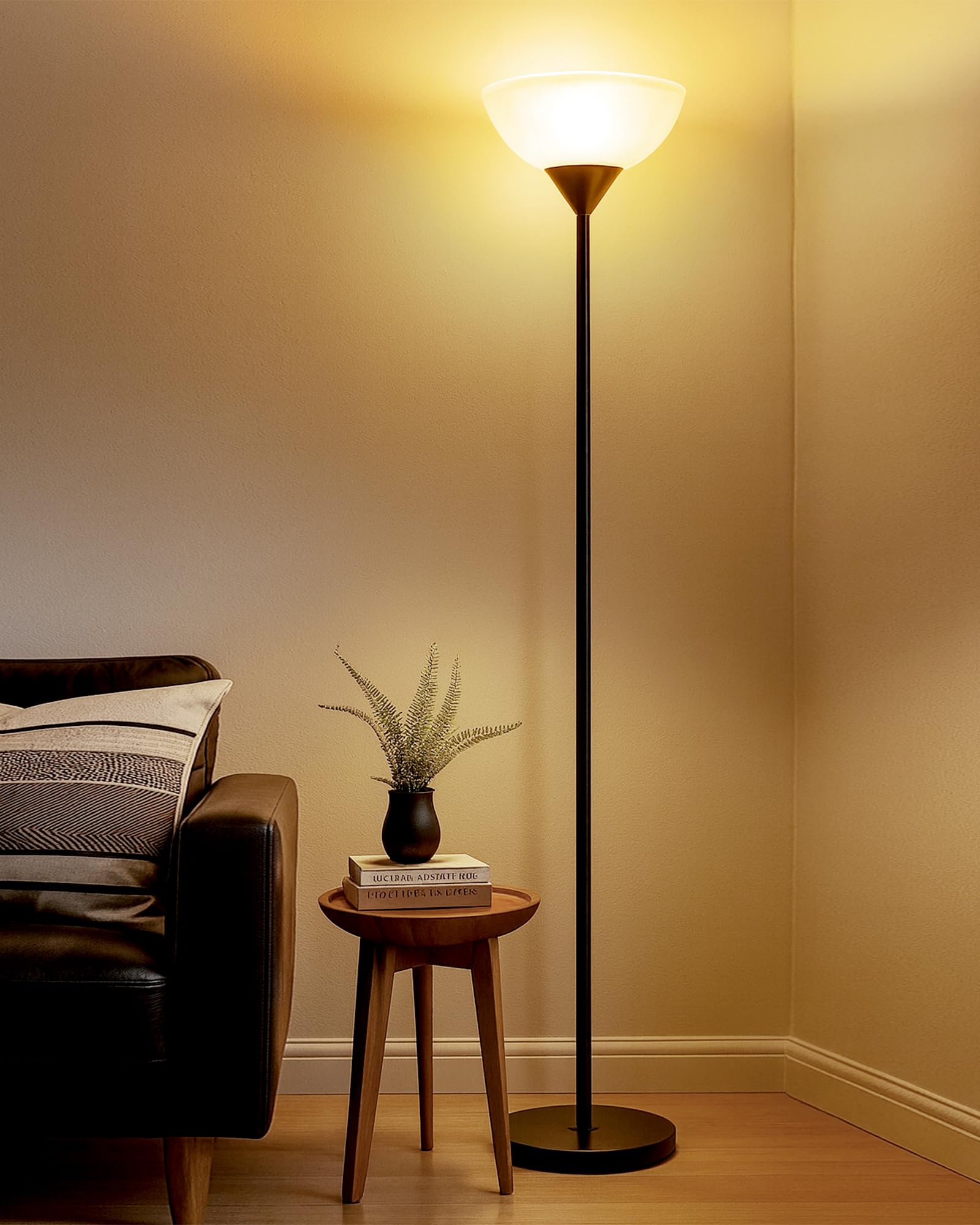 Homesake® Sky Dome Standing Lamps with Acrylic Shade | Modern Floor Lamp for Living Room, Bedrooms, Corner Lamp for Living Room | Standing Lampe (Straight Black)