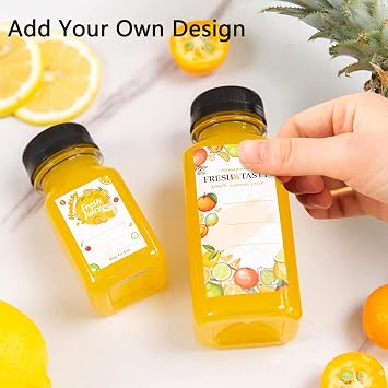 YBCPACK 12 Pack 500 ml Clear Plastic Juice Bottles with Lids for Mini Fridge, 16 oz Empty Reusable Drink Containers for Smoothie, Milk, Juicing, and Other Drinkings.
