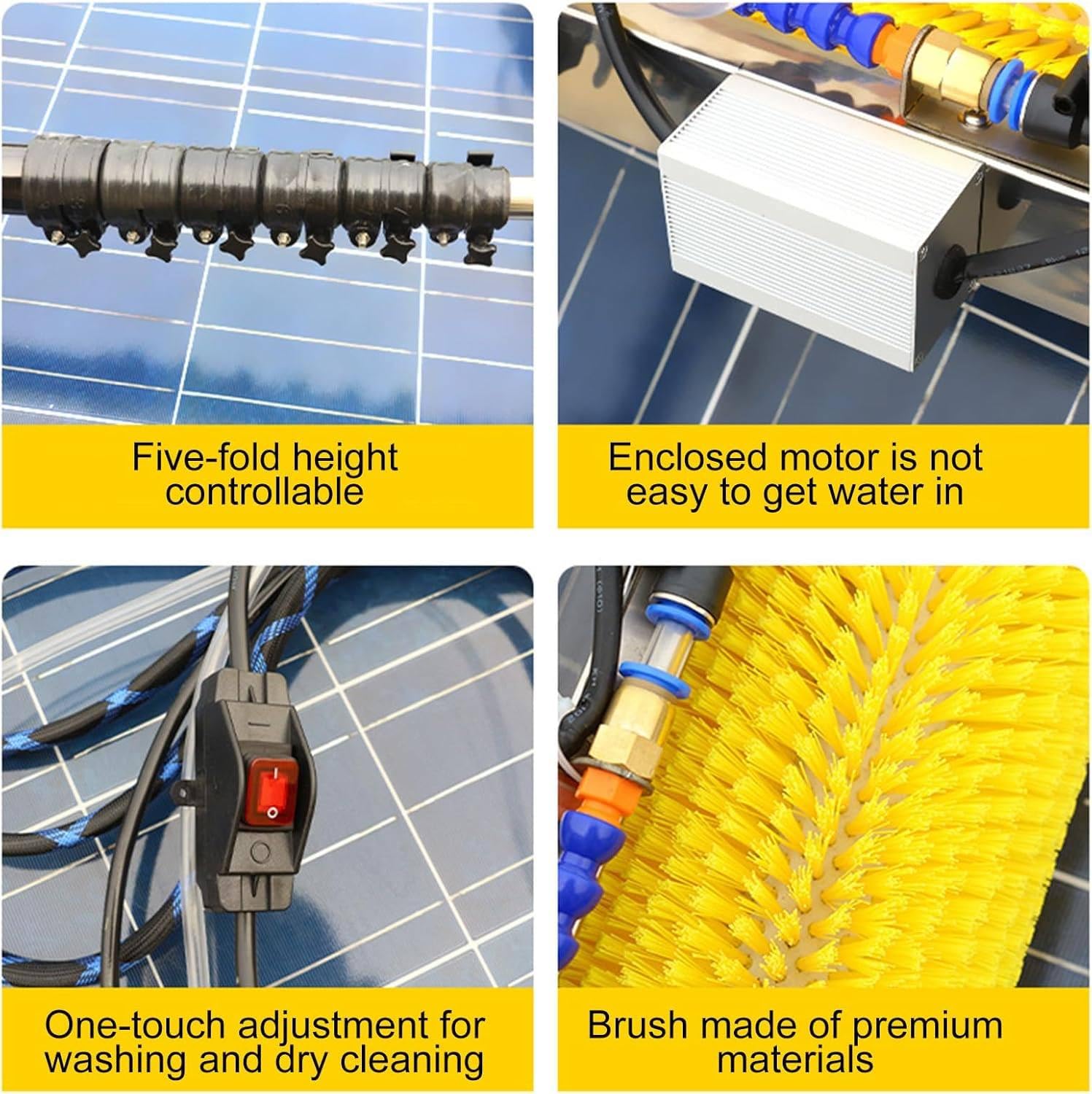 Elektrische Poolreinigungsbürste mit ausziehbarer Stange, wasserführendes Reinigungswerkzeug für Photovoltaik- und Solarmodule