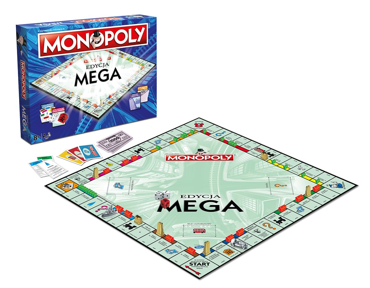 Gioco da tavolo MONOPOLY - Edizione MEGA: gioco per famiglie per 2-6 giocatori, per bambini dagli 8 anni e adulti, regalo perfetto