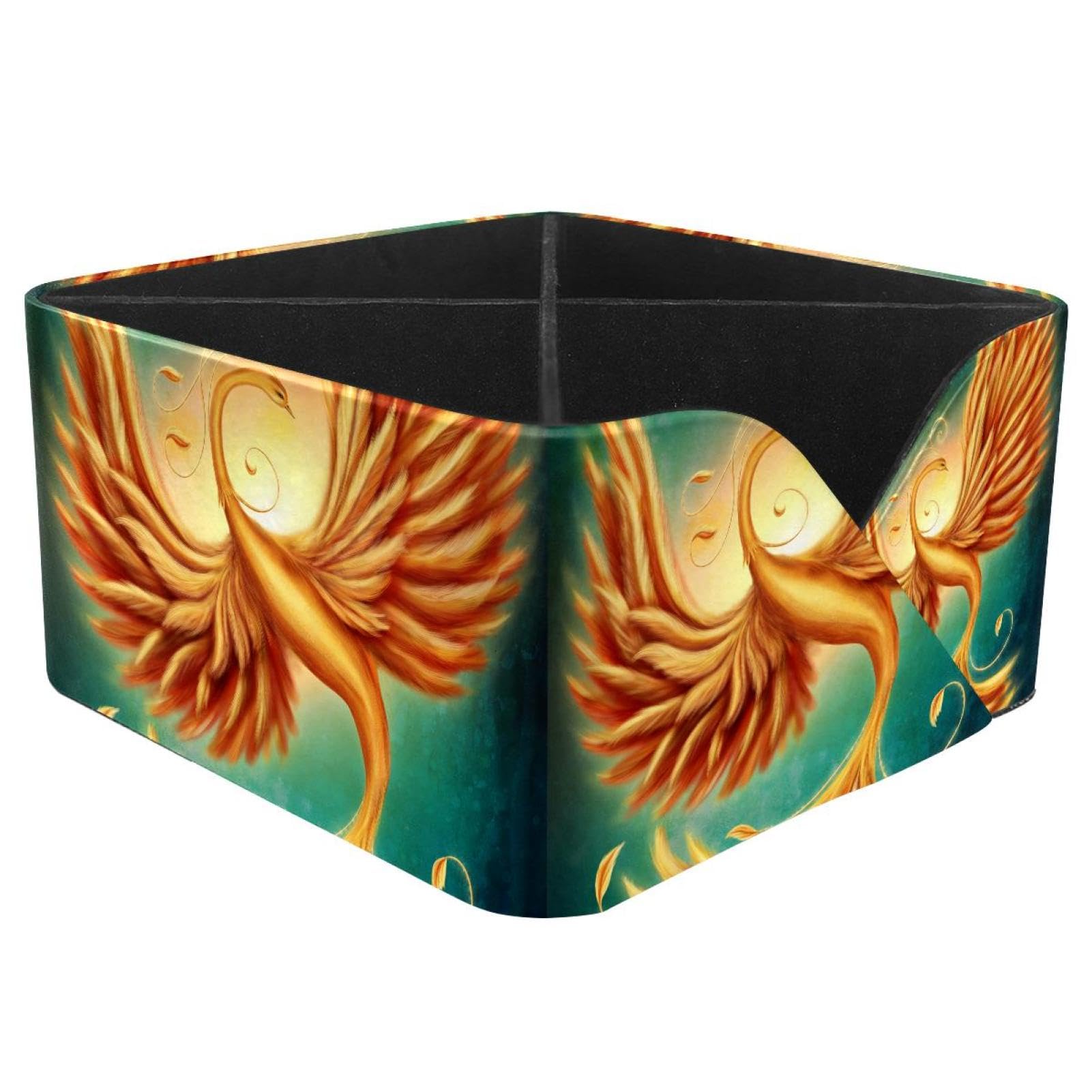 KengjuTesu Magic Firebird Phoenix Desktop Organizer Pen Holder, Rectangular Pencil Cup for Office, Study and Makeup Stations
