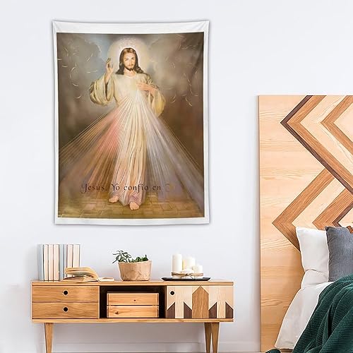 Miniatura 4 de Tapiz de pared cristiano Jesucristo Divina Misericordia en la Cruz Pray Redemption (60) tapiz de pared, tapices de pergamino, pintura artística,