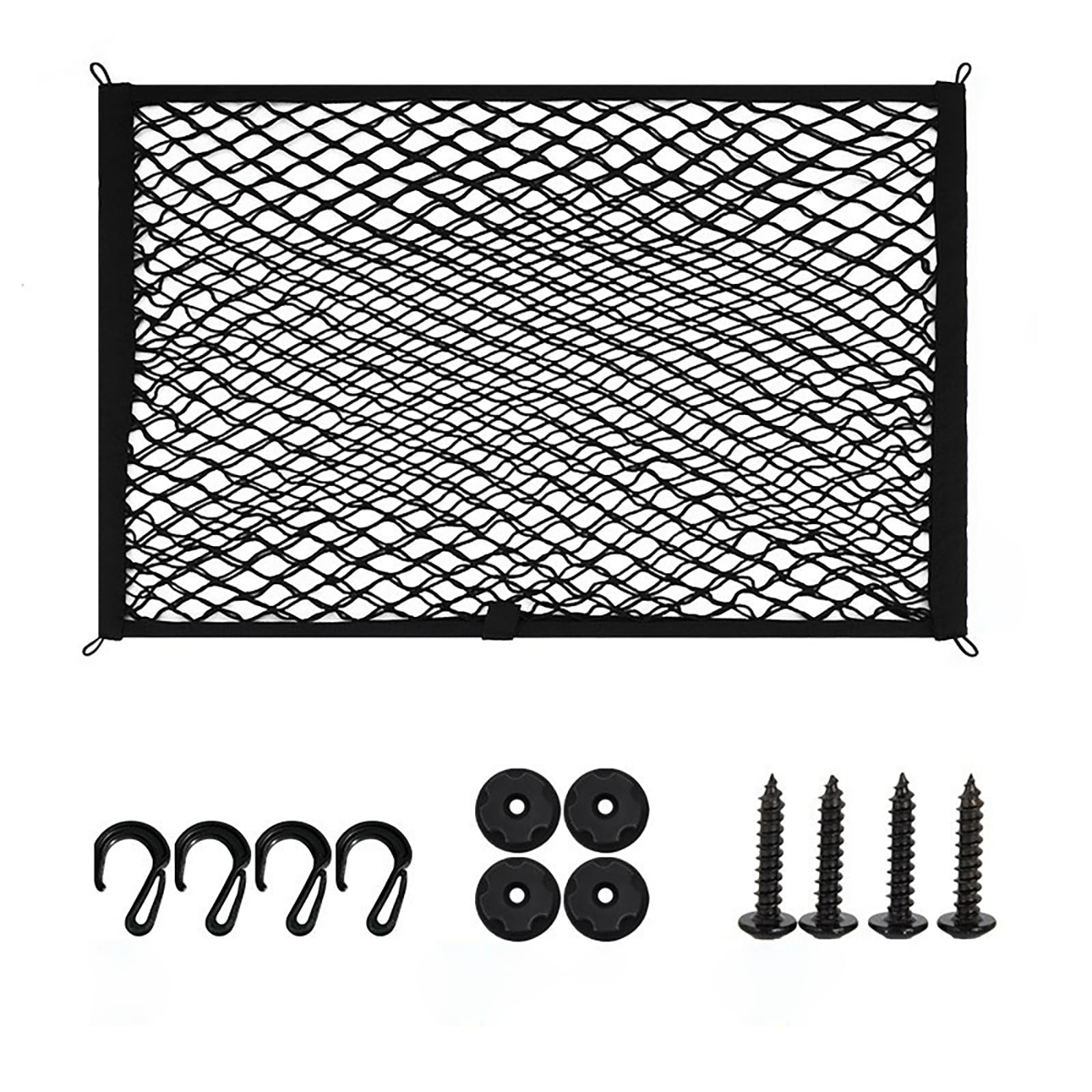 VEPOIUYTRE Car Boot Cargo Net for Toyota Prius 1997-2024 2025 NHW10-ZVW50 ZVW51, Elastic Trunk Organizer Netting with Hooks and Screws, Heavy Duty Mesh Luggage Storage Holder for Cars, SUVs and Vans