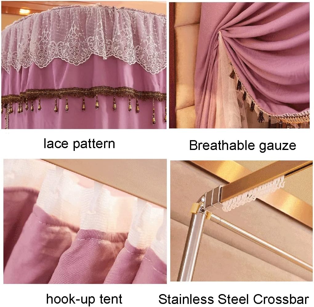 Bed Canopy U-Shaped Princess Tent, Floor-Standing Mosquito Net with Stand, Double-Layered Veil, Windproof and Dustproof (Color : A3, Size : 180x220x210cm)